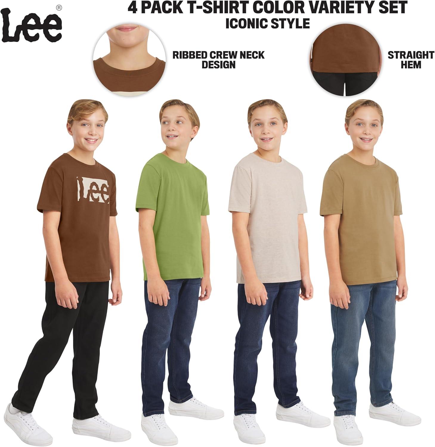 imageLee Boys 4 Pack Variety Super Soft Stretchable Tee Short Sleeve TShirtBrown Collection Set