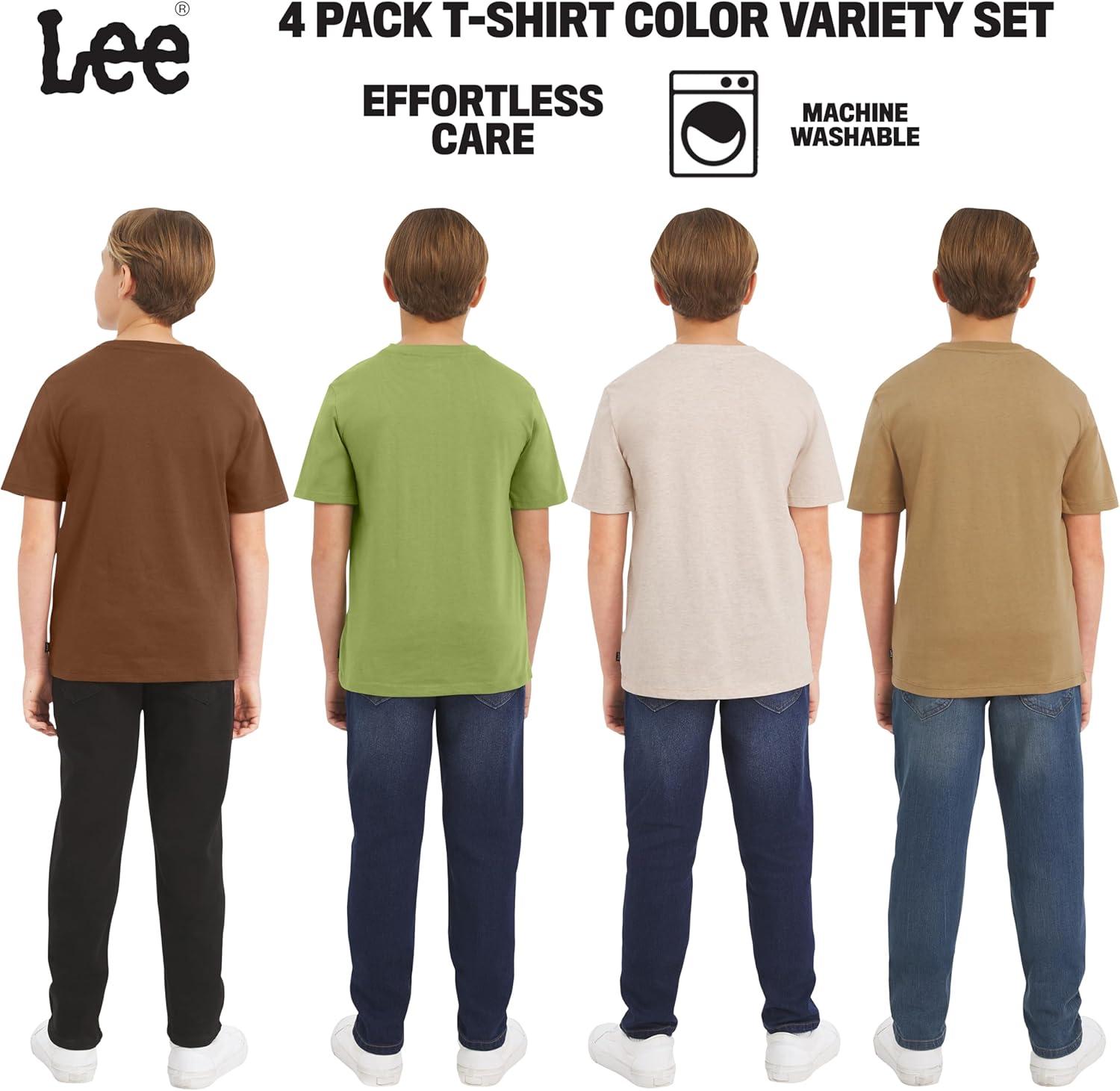 imageLee Boys 4 Pack Variety Super Soft Stretchable Tee Short Sleeve TShirtBrown Collection Set