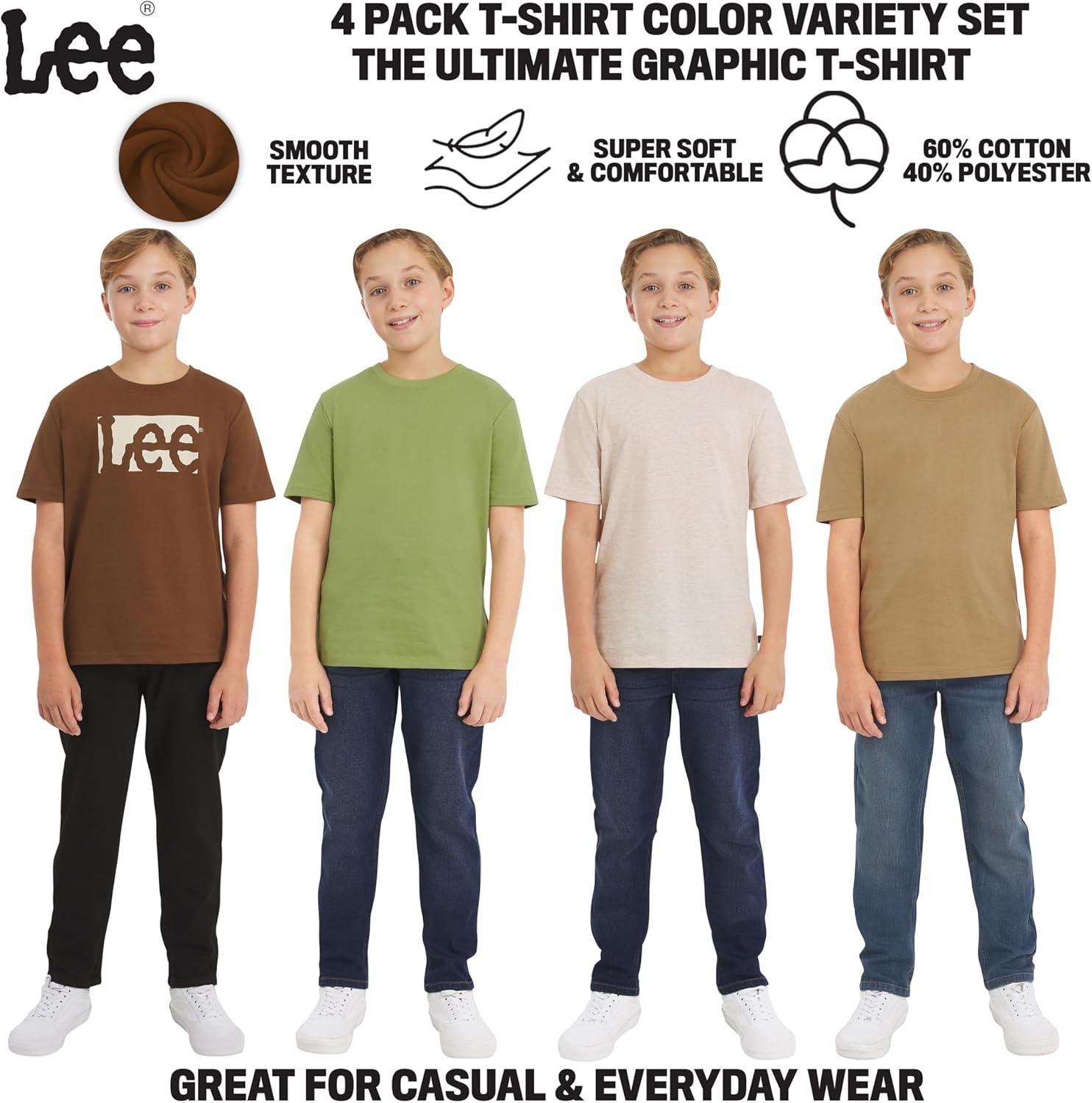 imageLee Boys 4 Pack Variety Super Soft Stretchable Tee Short Sleeve TShirtBrown Collection Set