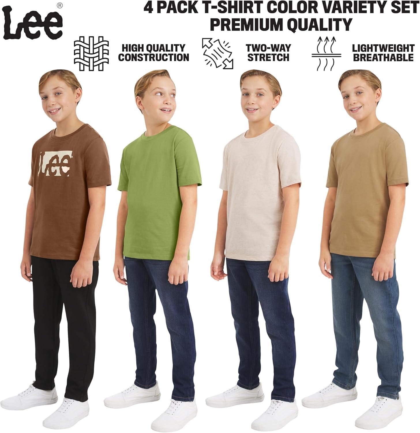 imageLee Boys 4 Pack Variety Super Soft Stretchable Tee Short Sleeve TShirtBrown Collection Set