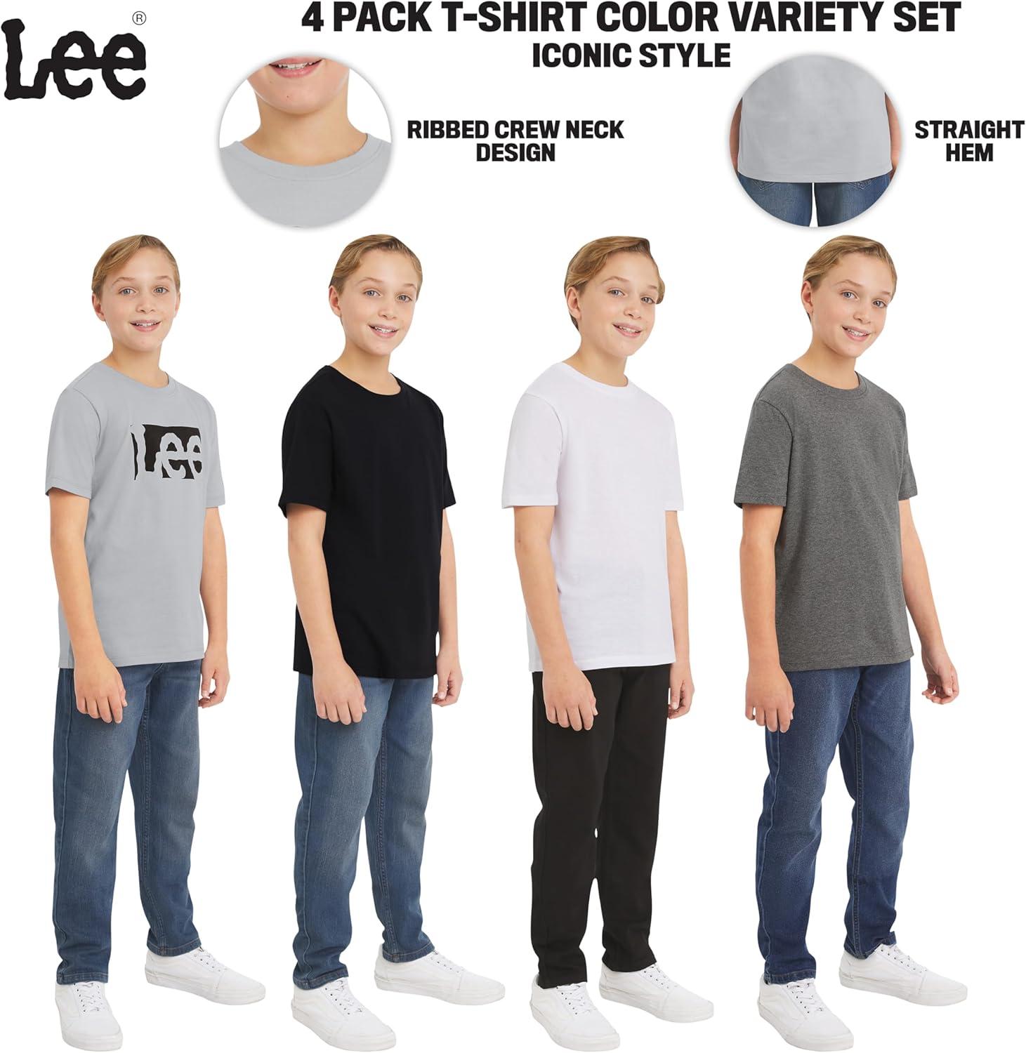 imageLee Boys 4 Pack Variety Super Soft Stretchable Tee Short Sleeve TShirtGrey Collection Set