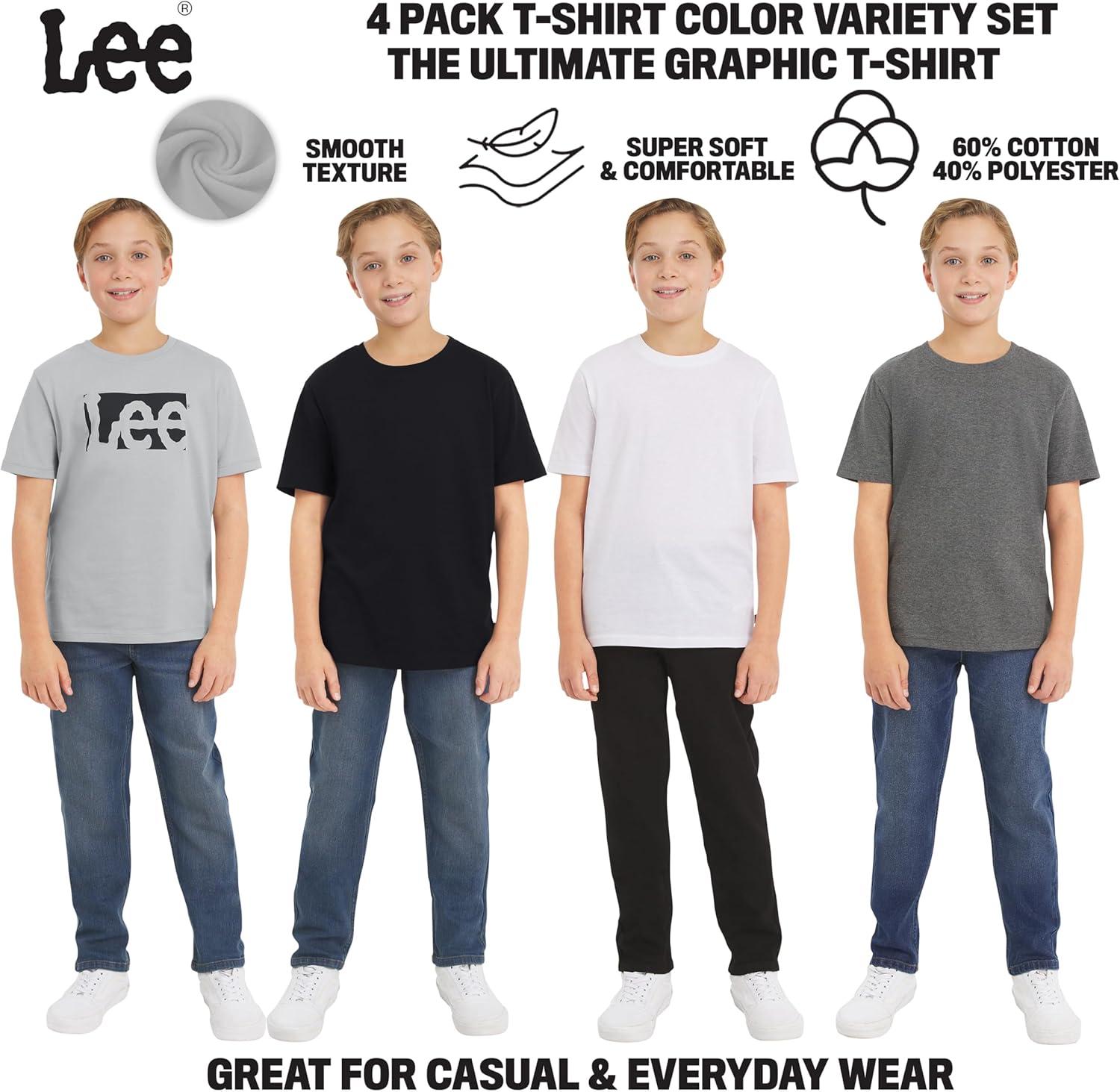 imageLee Boys 4 Pack Variety Super Soft Stretchable Tee Short Sleeve TShirtGrey Collection Set