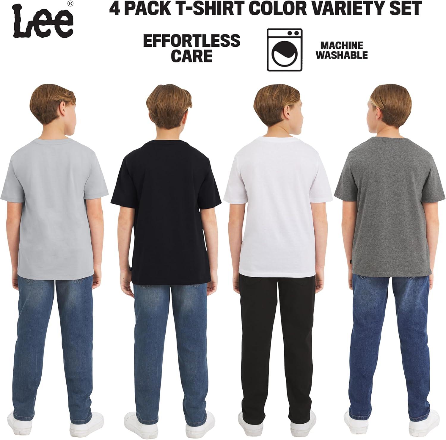 imageLee Boys 4 Pack Variety Super Soft Stretchable Tee Short Sleeve TShirtGrey Collection Set