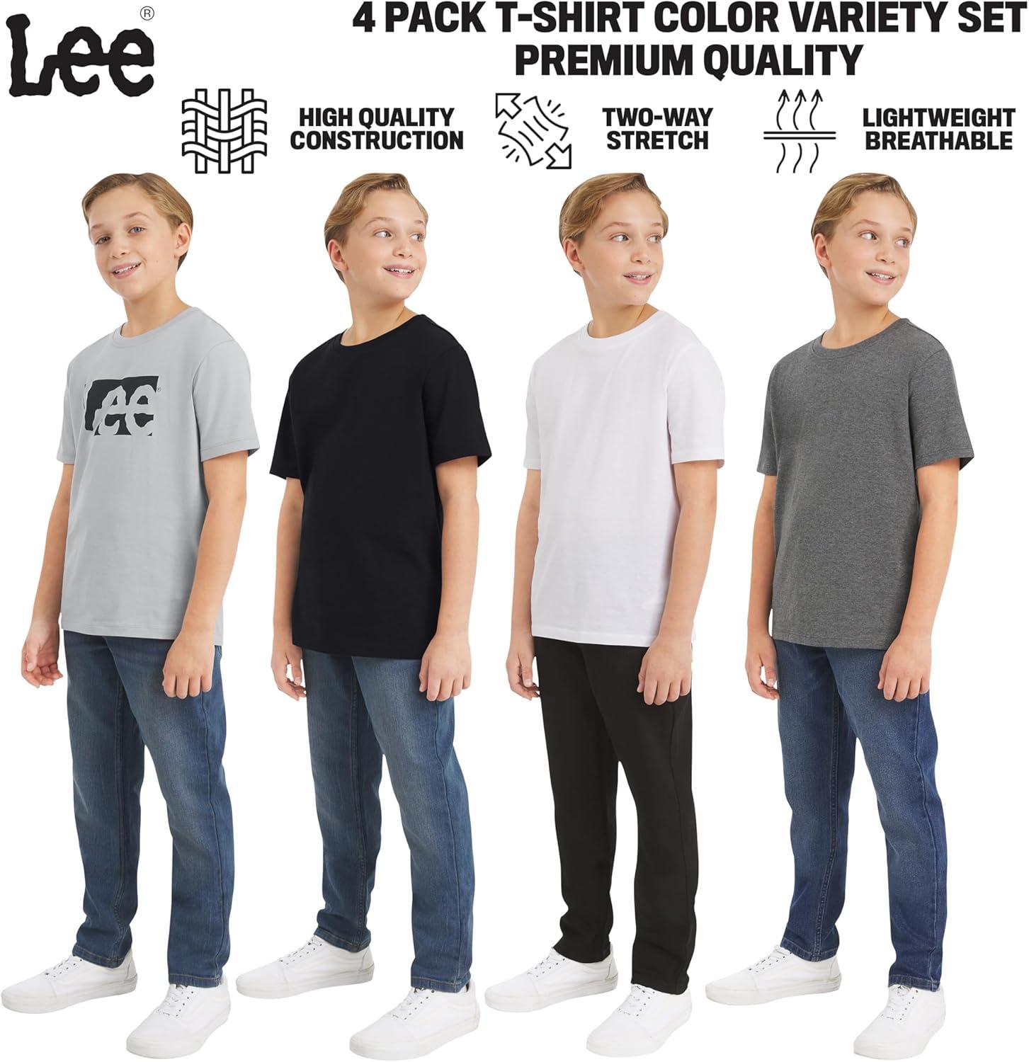 imageLee Boys 4 Pack Variety Super Soft Stretchable Tee Short Sleeve TShirtGrey Collection Set