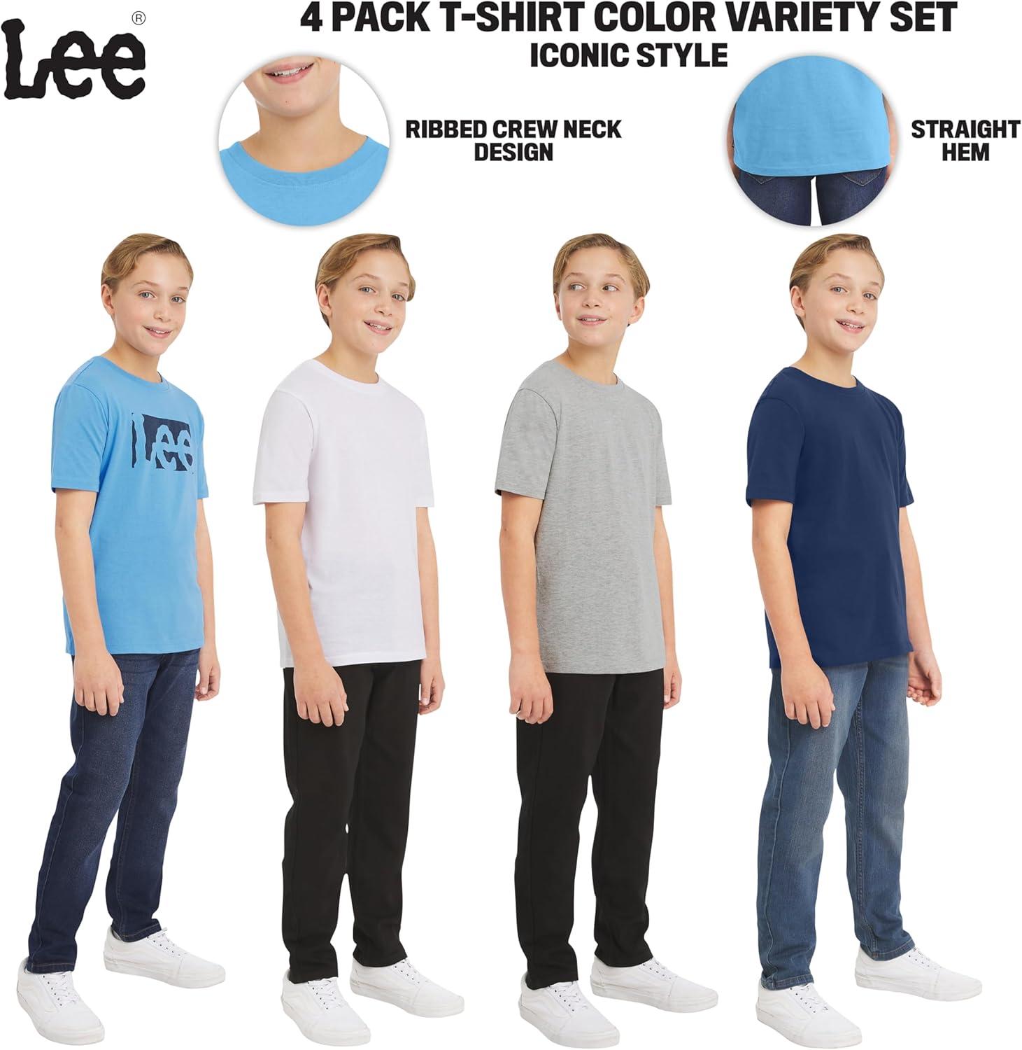 imageLee Boys 4 Pack Variety Super Soft Stretchable Tee Short Sleeve TShirtLight Blue Collection Set