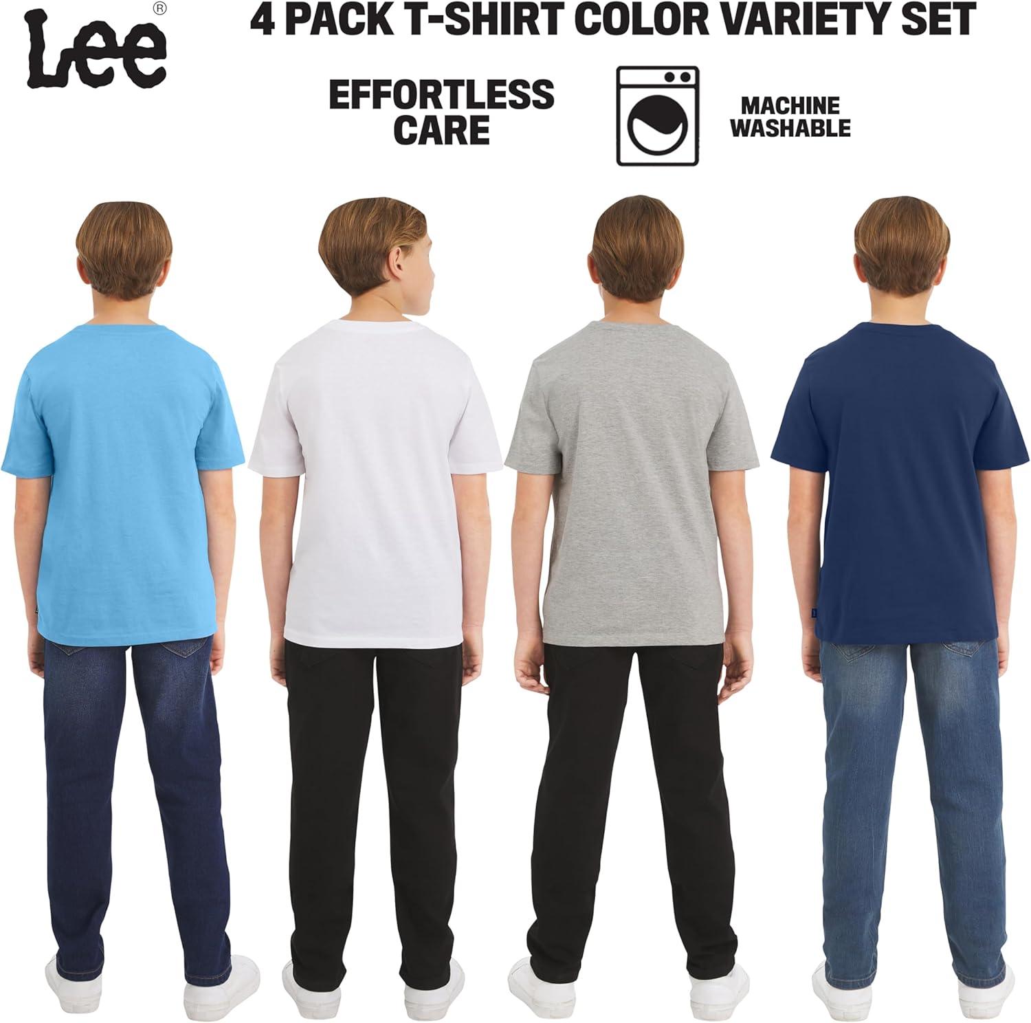 imageLee Boys 4 Pack Variety Super Soft Stretchable Tee Short Sleeve TShirtLight Blue Collection Set