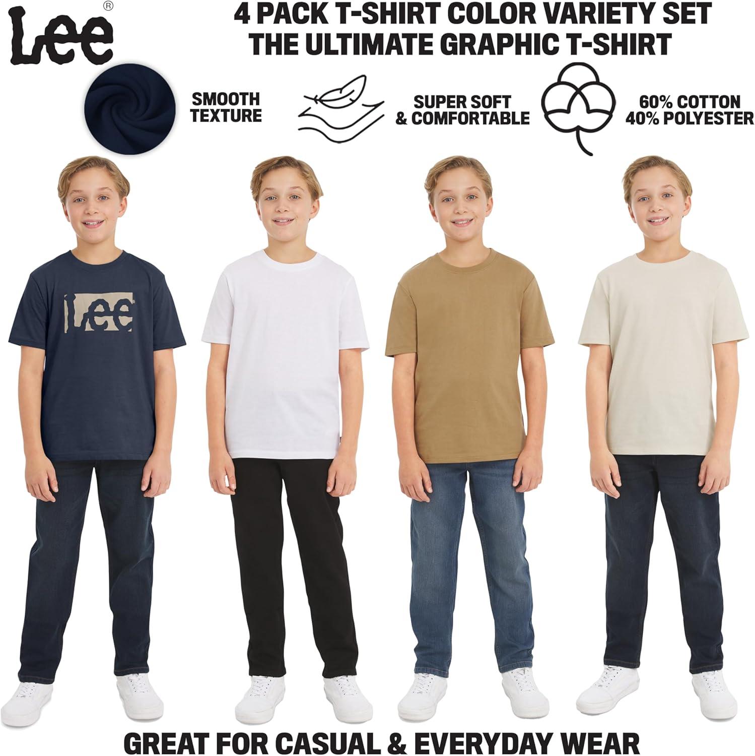 imageLee Boys 4 Pack Variety Super Soft Stretchable Tee Short Sleeve TShirtNavy Collection Set