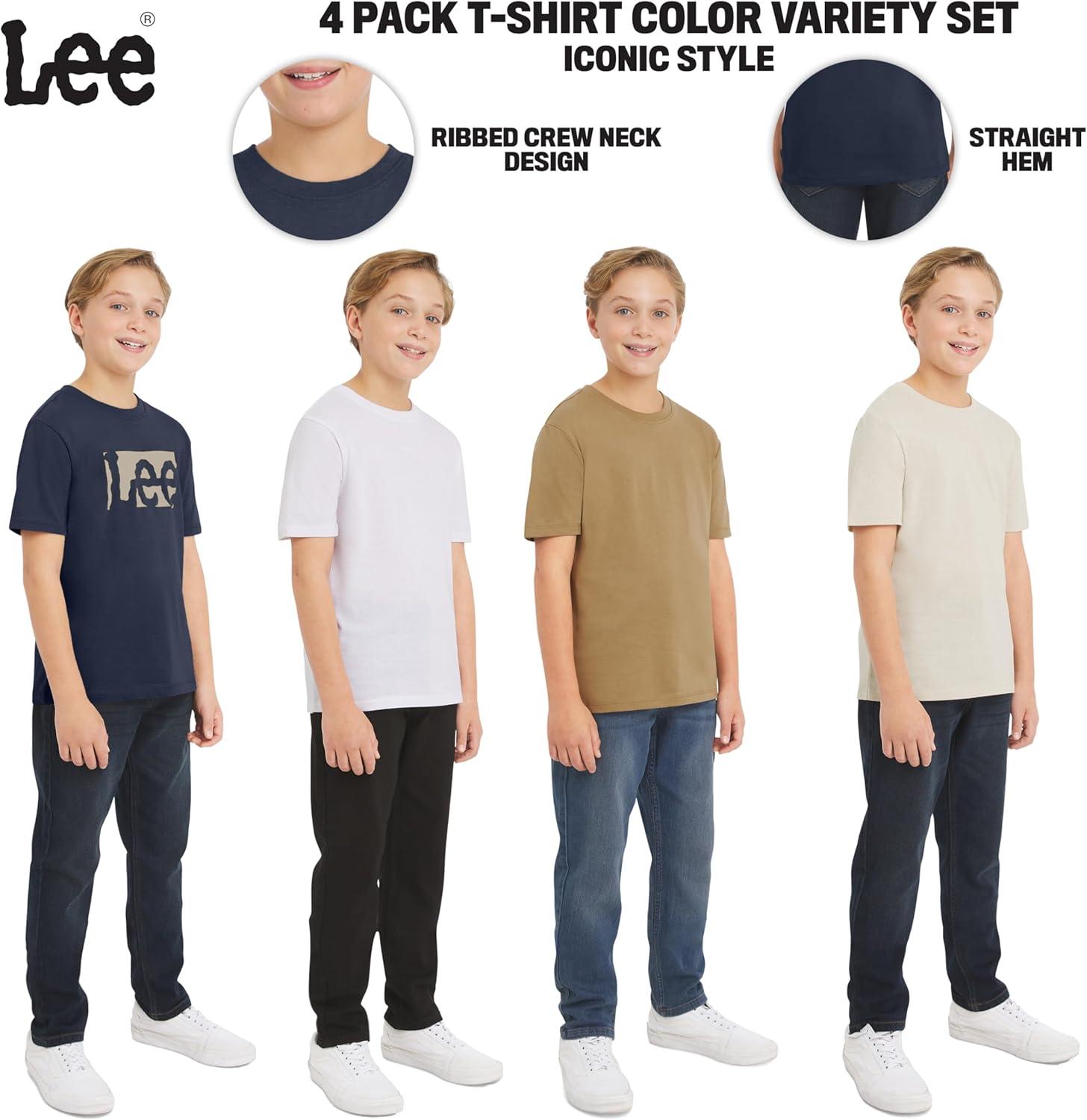 imageLee Boys 4 Pack Variety Super Soft Stretchable Tee Short Sleeve TShirtNavy Collection Set