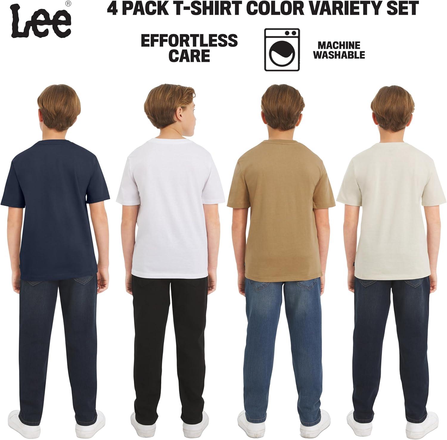 imageLee Boys 4 Pack Variety Super Soft Stretchable Tee Short Sleeve TShirtNavy Collection Set