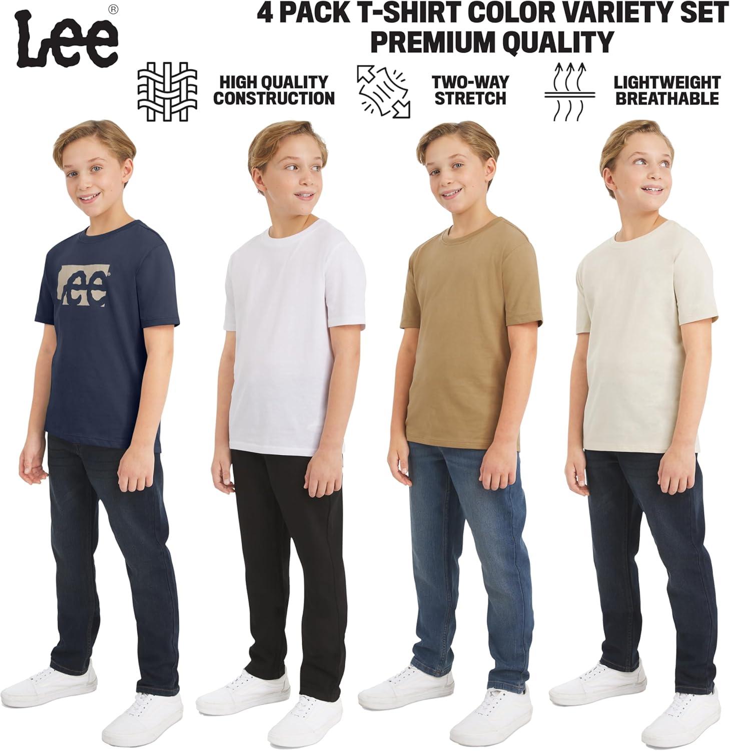 imageLee Boys 4 Pack Variety Super Soft Stretchable Tee Short Sleeve TShirtNavy Collection Set