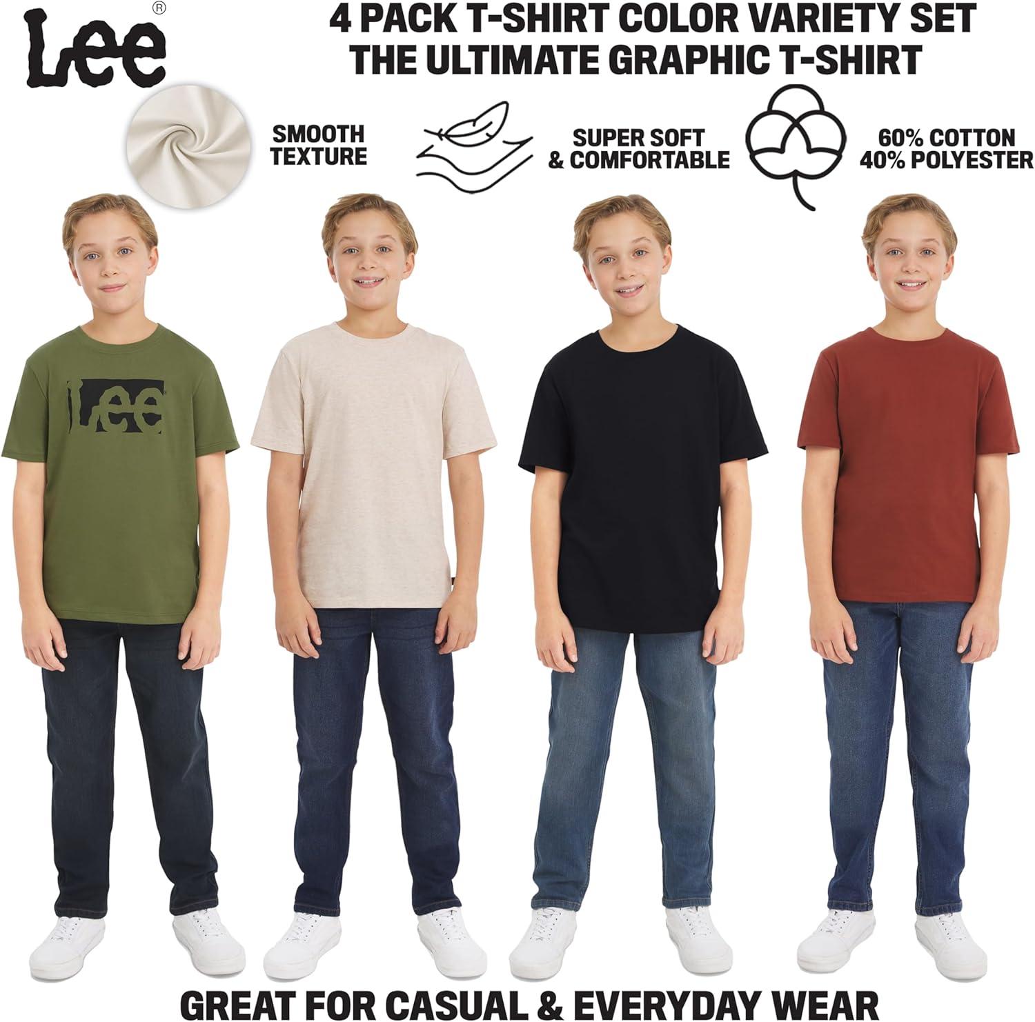 imageLee Boys 4 Pack Variety Super Soft Stretchable Tee Short Sleeve TShirtOlive Collection Set