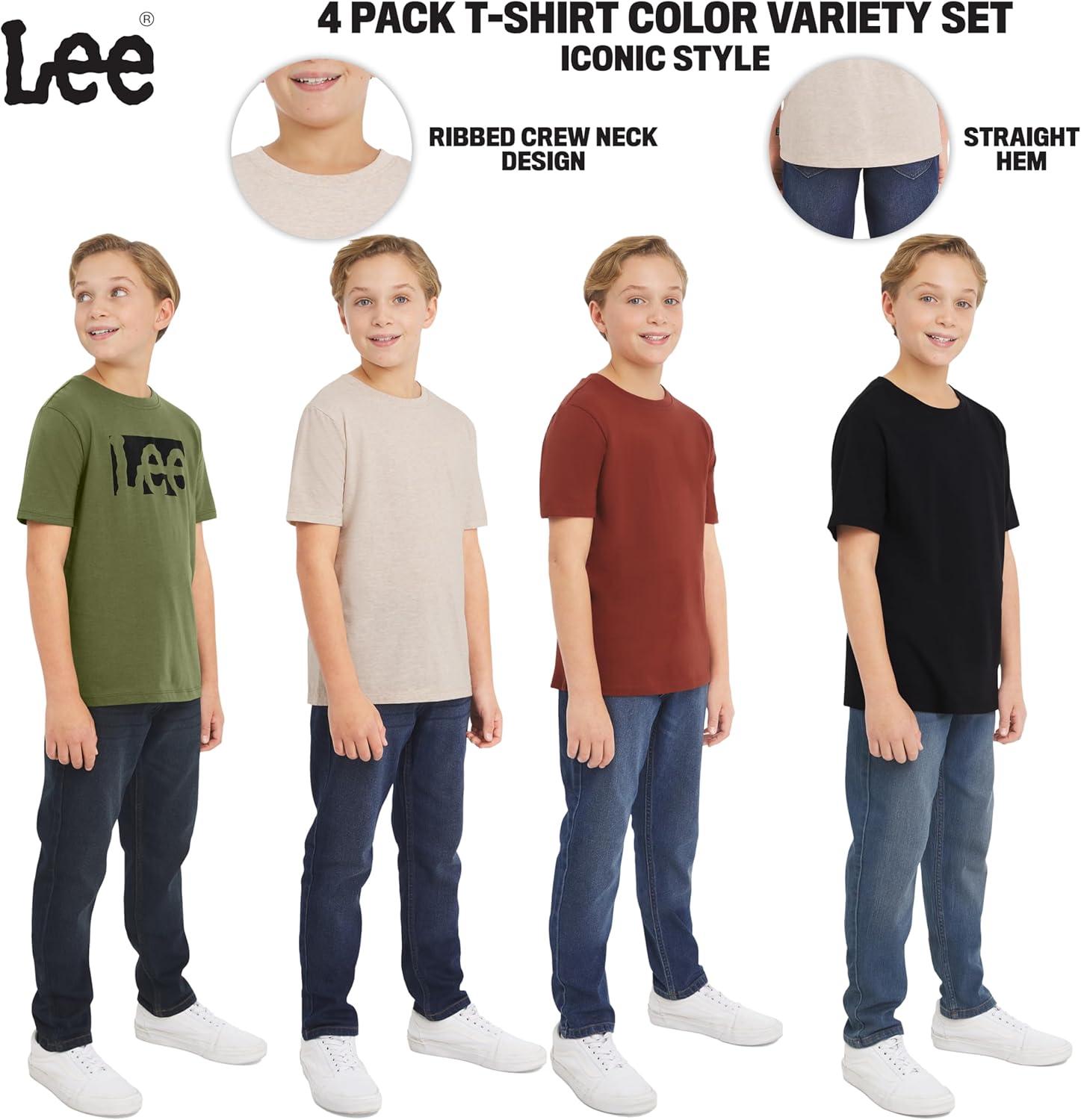 imageLee Boys 4 Pack Variety Super Soft Stretchable Tee Short Sleeve TShirtOlive Collection Set