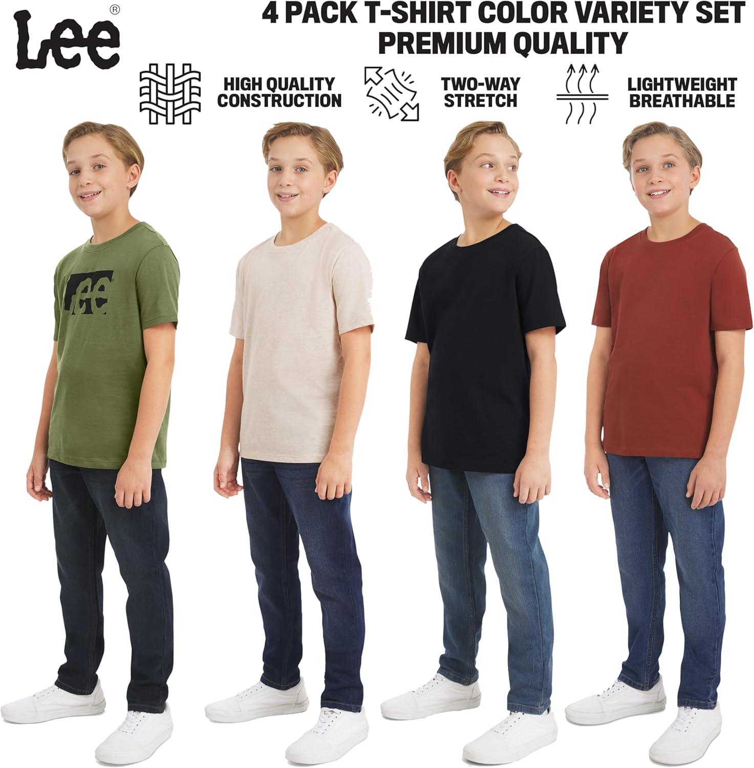 imageLee Boys 4 Pack Variety Super Soft Stretchable Tee Short Sleeve TShirtOlive Collection Set