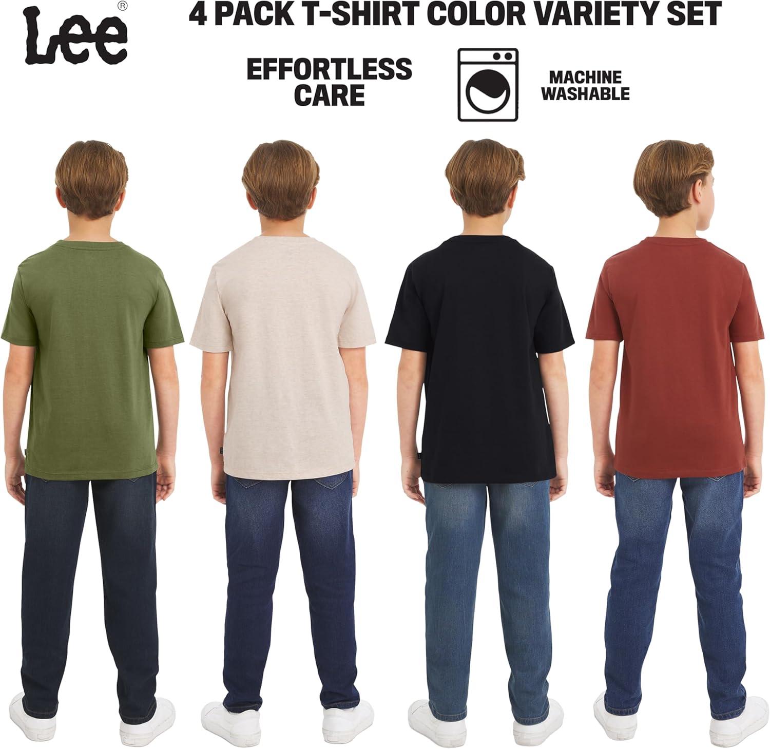 imageLee Boys 4 Pack Variety Super Soft Stretchable Tee Short Sleeve TShirtOlive Collection Set