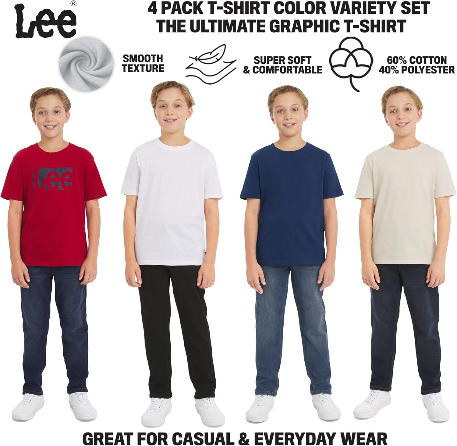 imageLee Boys 4 Pack Variety Super Soft Stretchable Tee Short Sleeve TShirtRed Collection Set