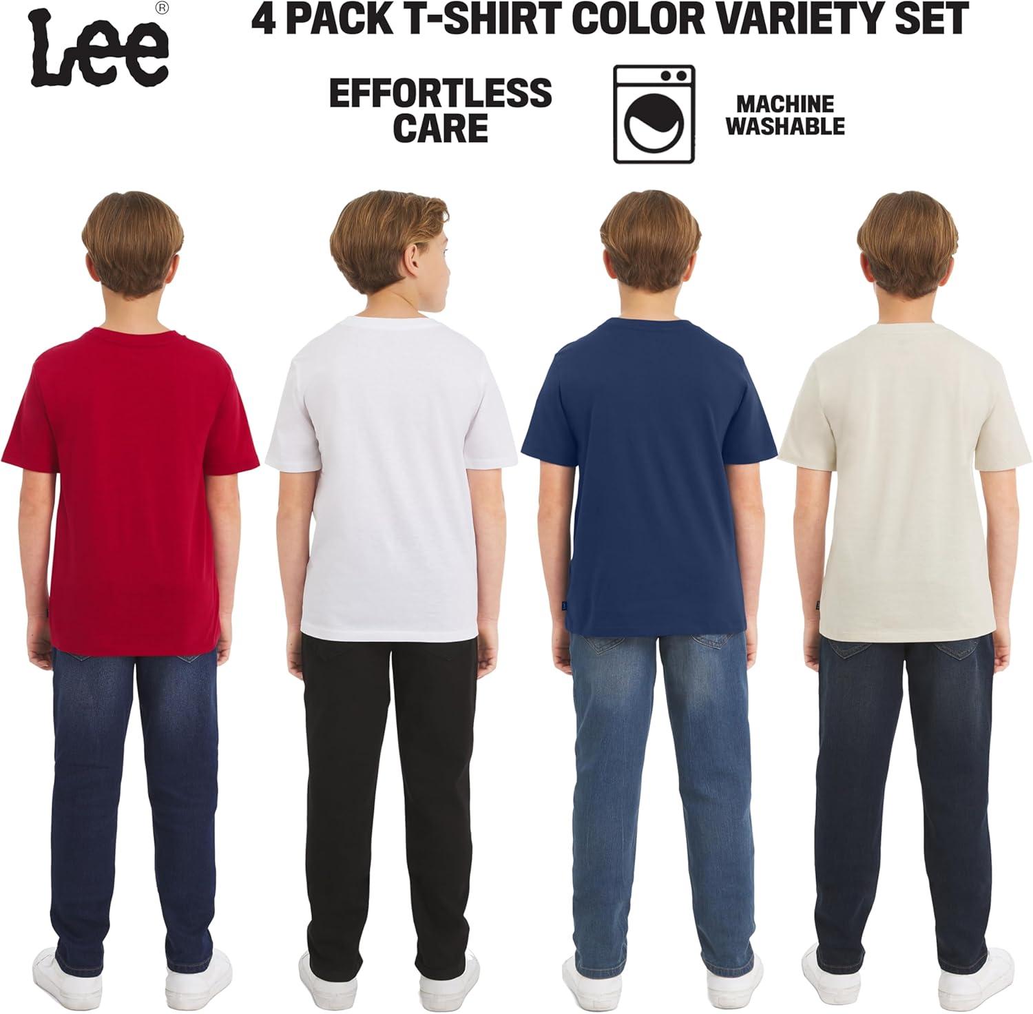 imageLee Boys 4 Pack Variety Super Soft Stretchable Tee Short Sleeve TShirtRed Collection Set