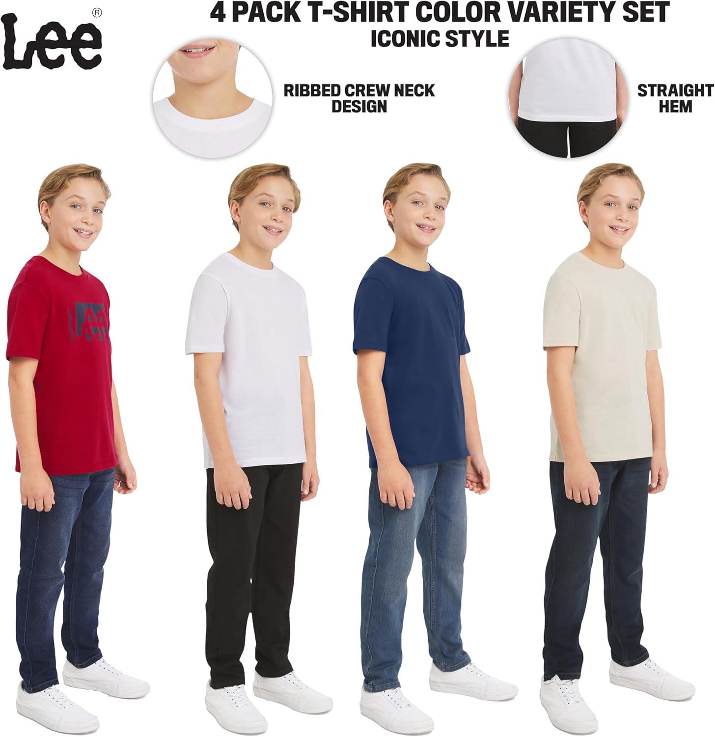 imageLee Boys 4 Pack Variety Super Soft Stretchable Tee Short Sleeve TShirtRed Collection Set