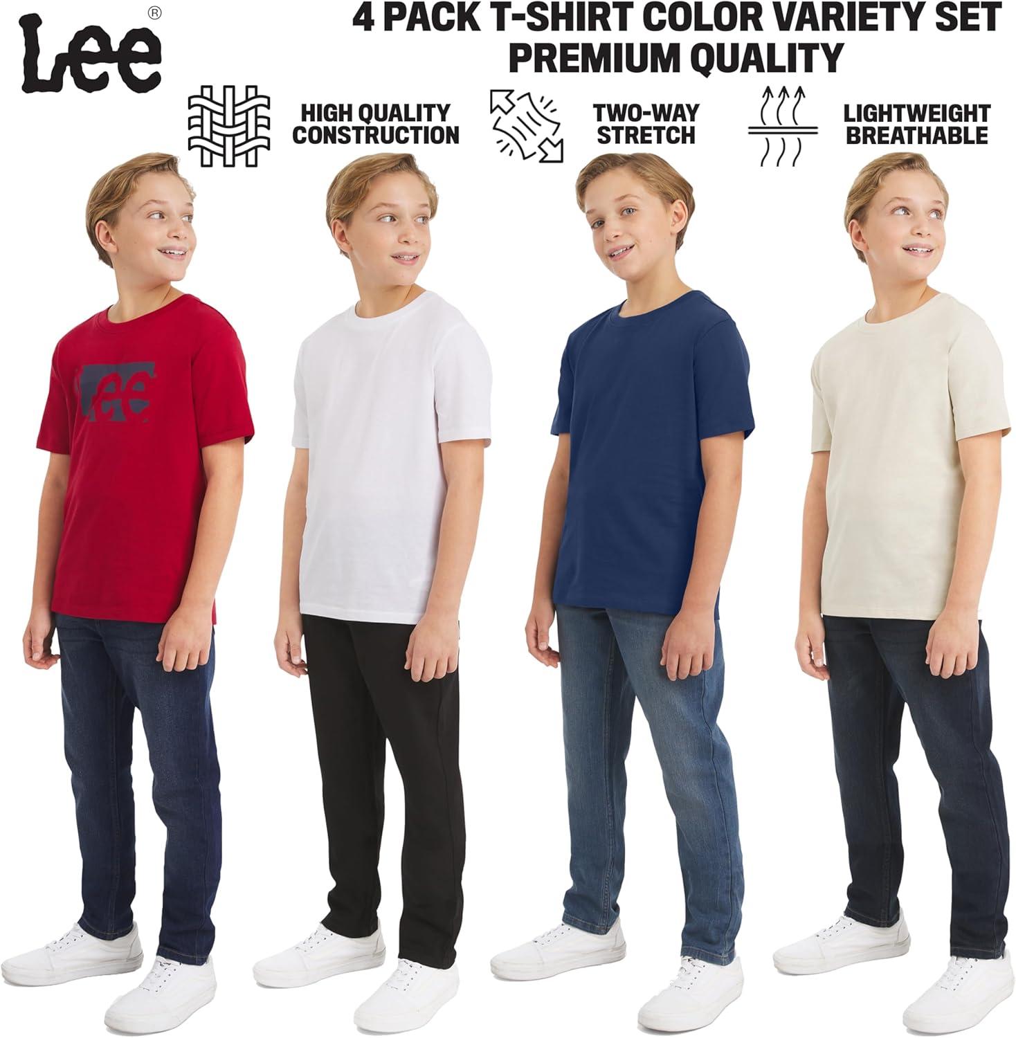imageLee Boys 4 Pack Variety Super Soft Stretchable Tee Short Sleeve TShirtRed Collection Set