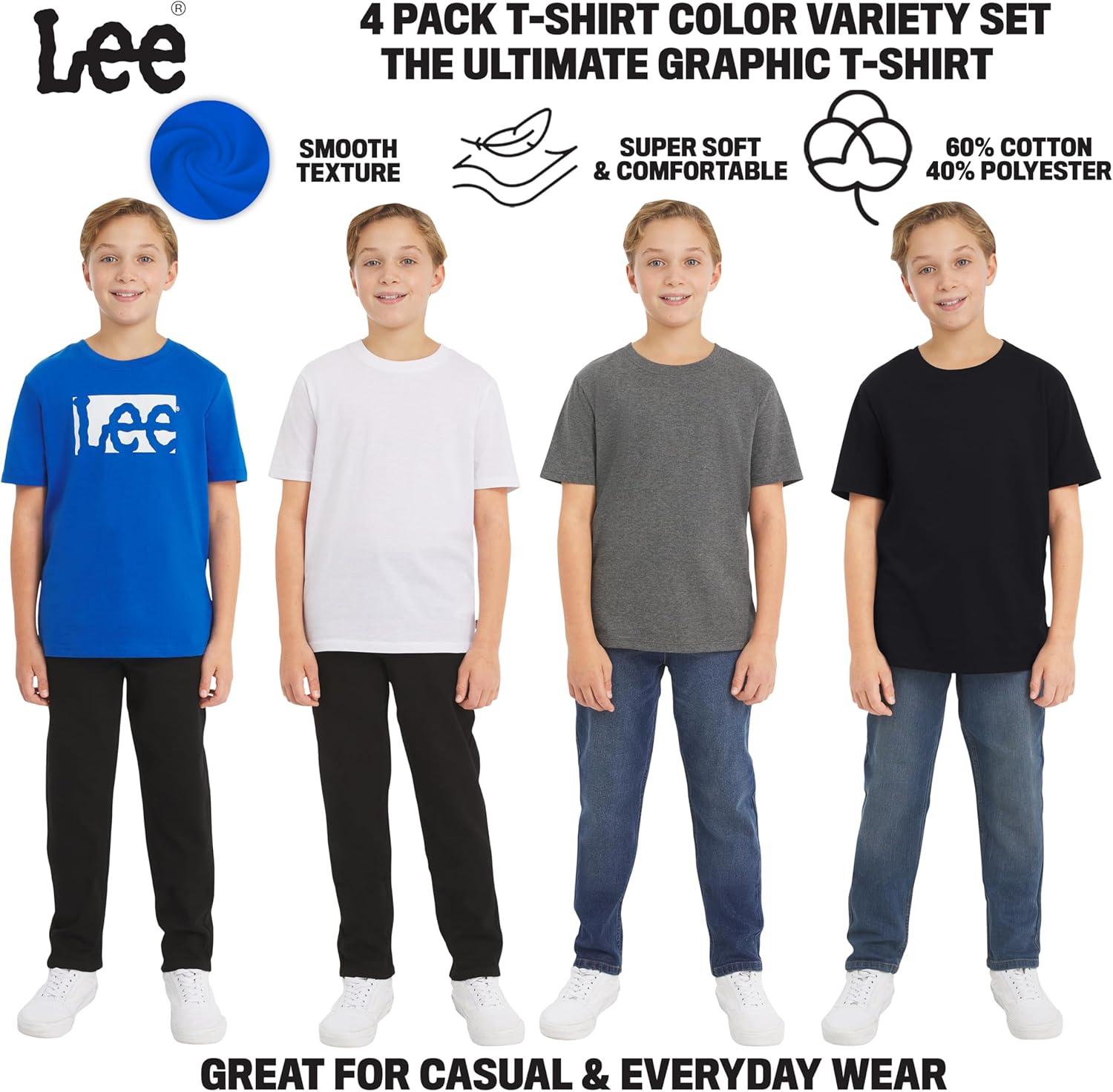 imageLee Boys 4 Pack Variety Super Soft Stretchable Tee Short Sleeve TShirtRoyal Blue Collection Set