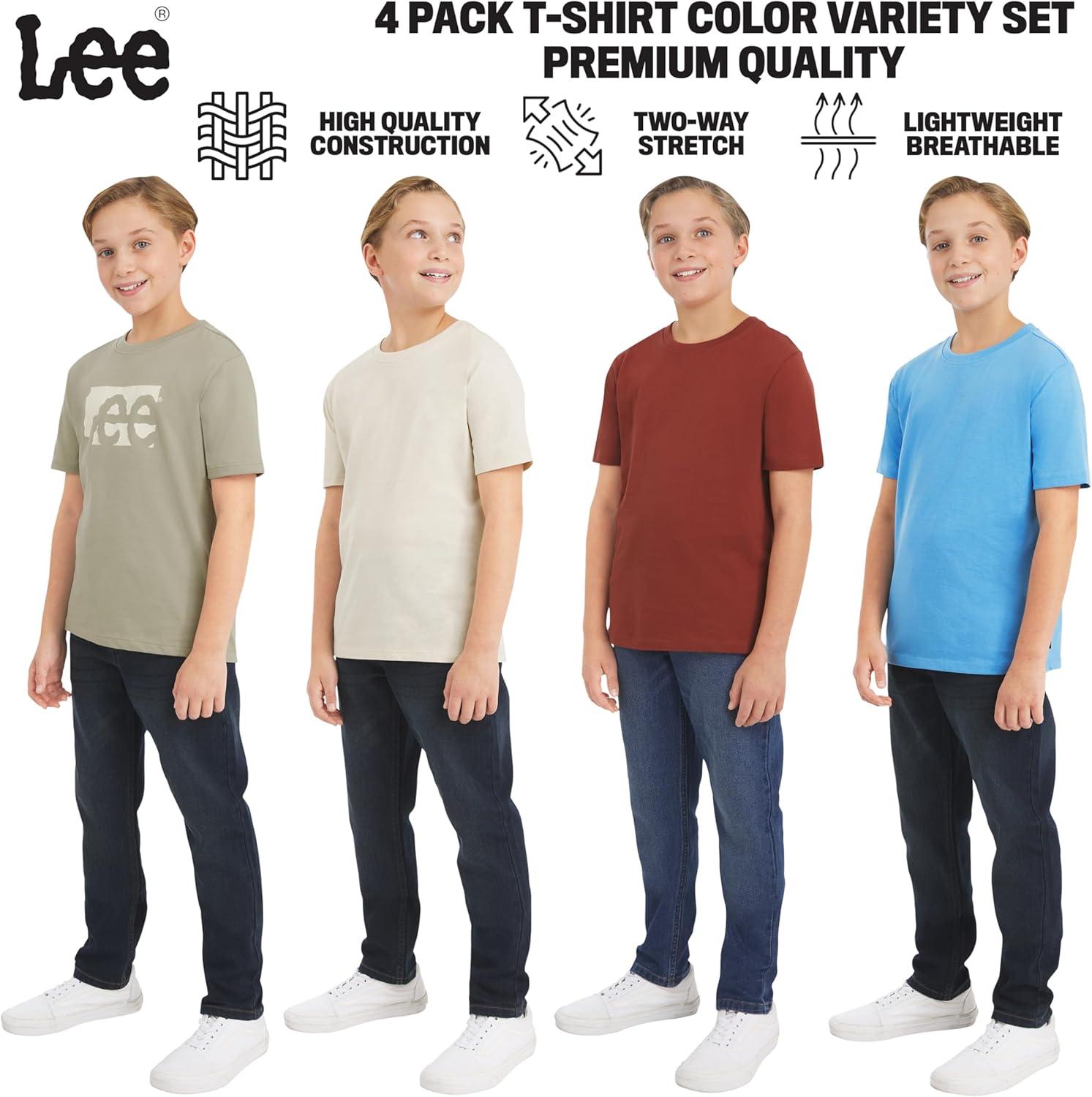 imageLee Boys 4 Pack Variety Super Soft Stretchable Tee Short Sleeve TShirtSage Collection Set