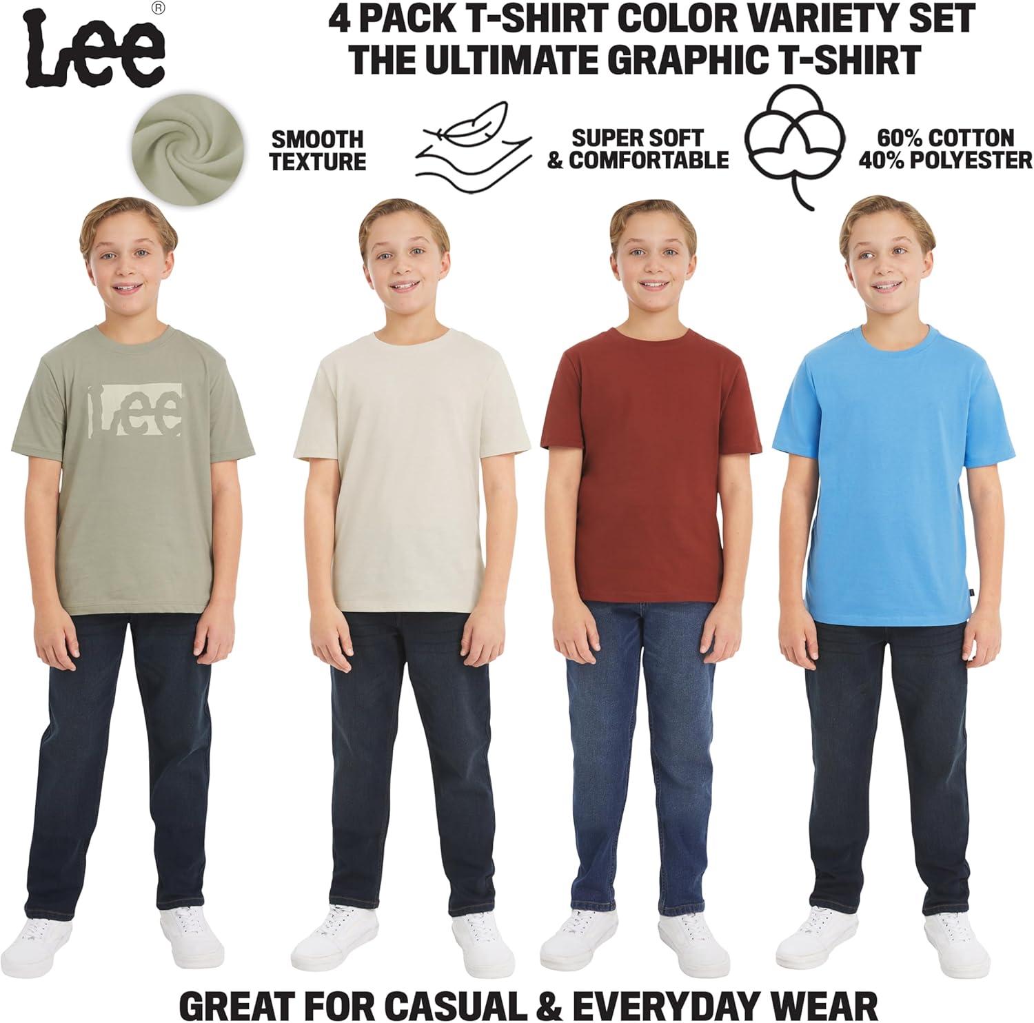 imageLee Boys 4 Pack Variety Super Soft Stretchable Tee Short Sleeve TShirtSage Collection Set