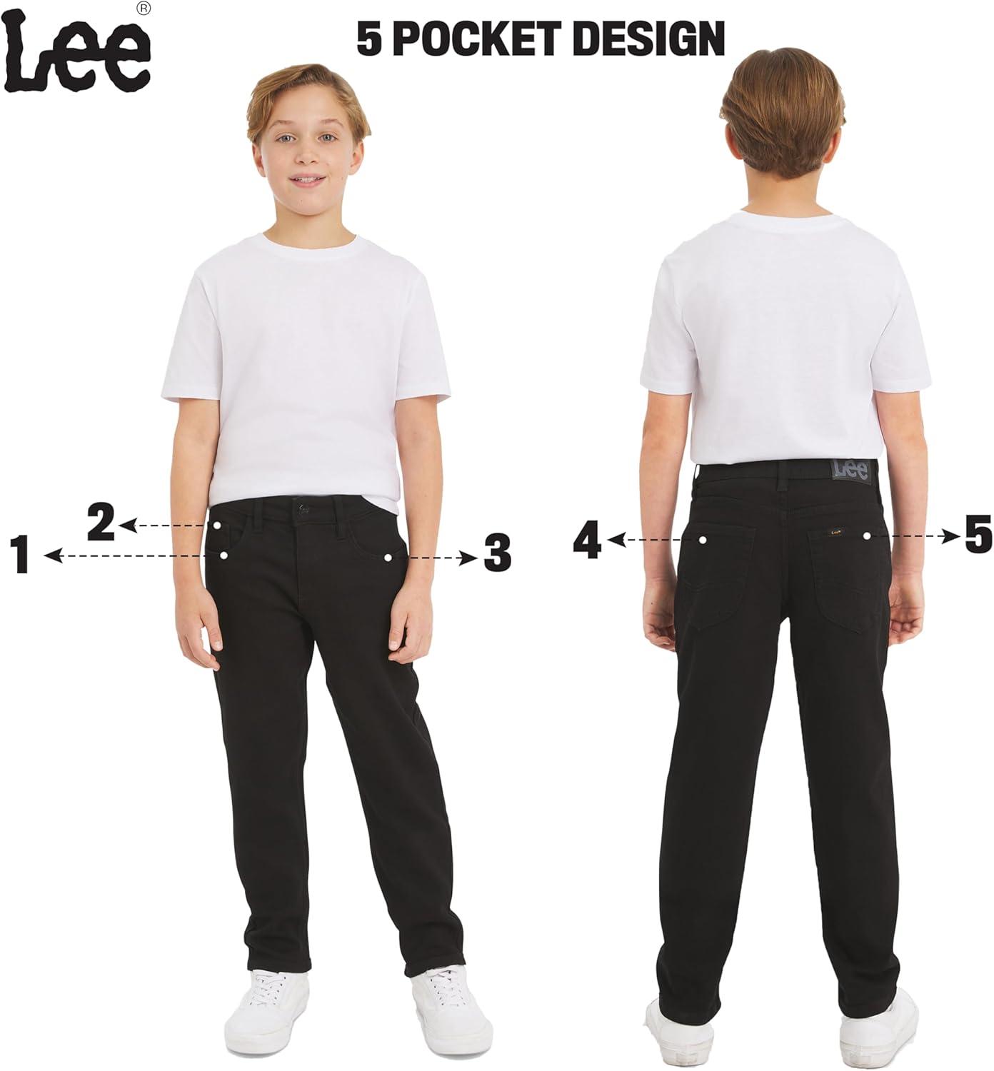 imageLee Boys 5 Pocket Straight Fit Stretch Waist Denim JeansBlack