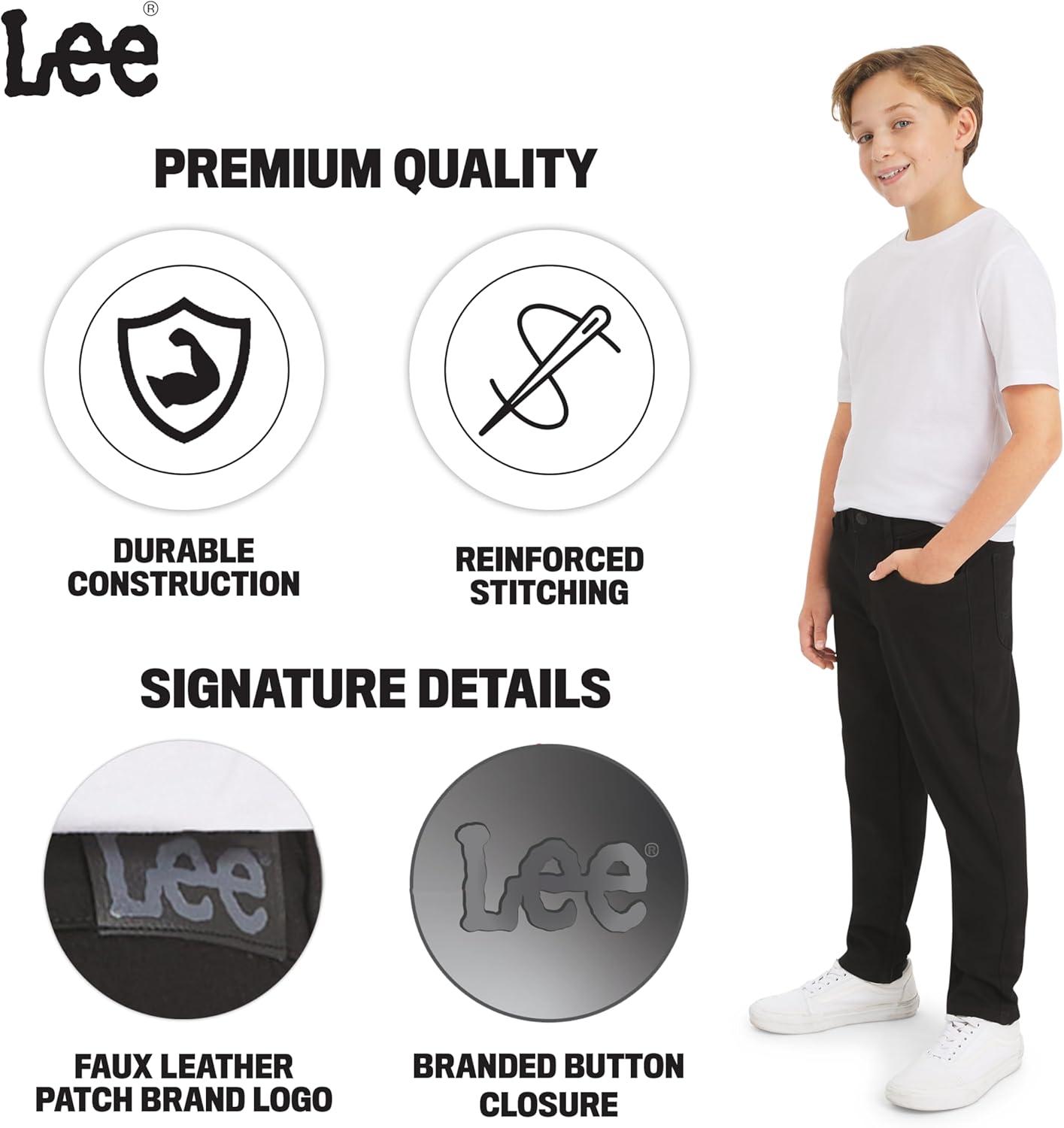 imageLee Boys 5 Pocket Straight Fit Stretch Waist Denim JeansBlack