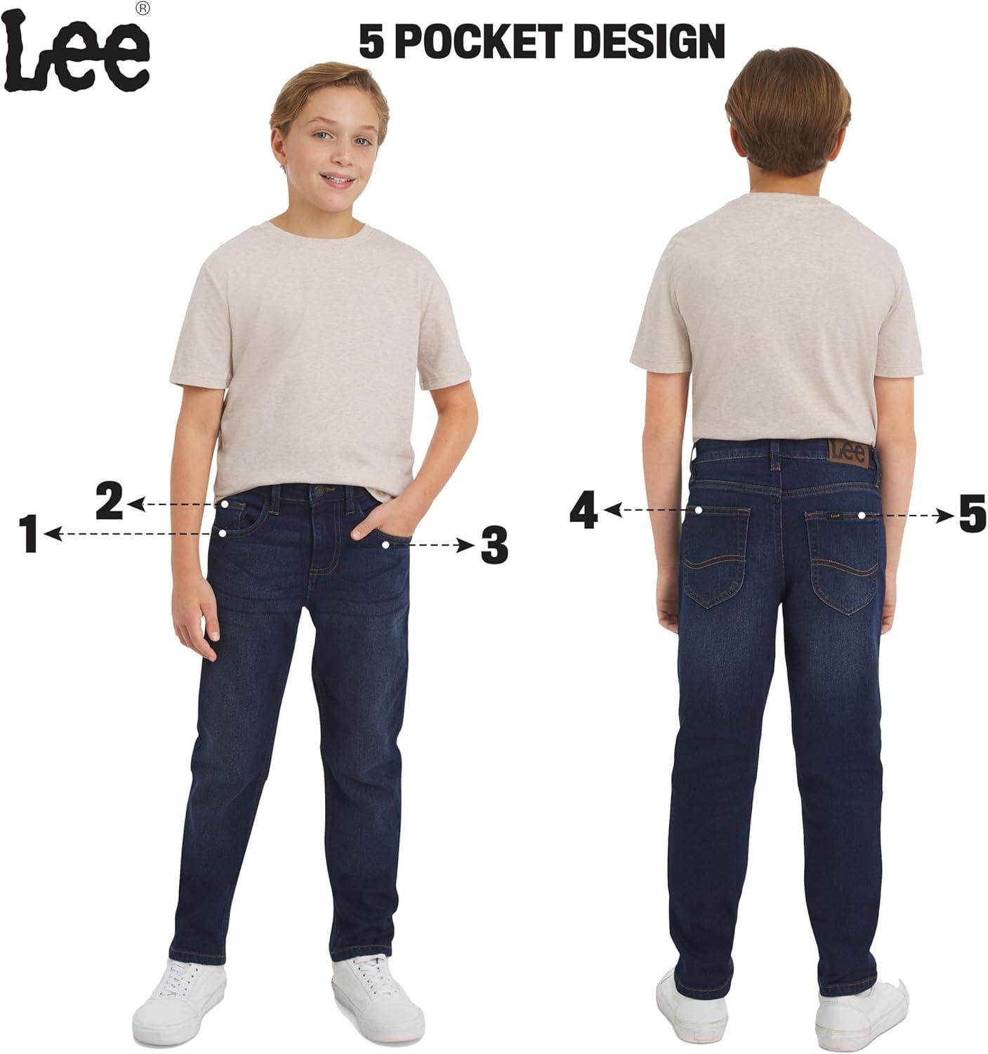 imageLee Boys 5 Pocket Straight Fit Stretch Waist Denim JeansDan Wash