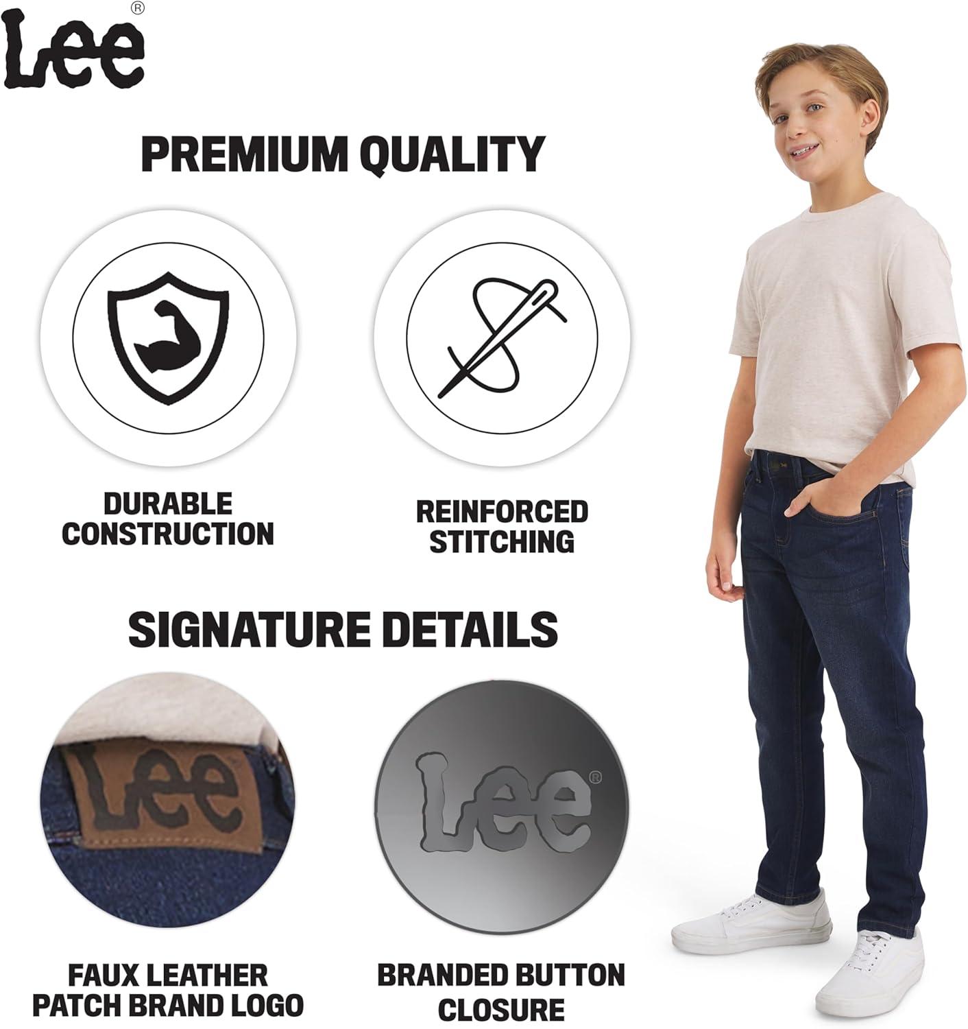 imageLee Boys 5 Pocket Straight Fit Stretch Waist Denim JeansDan Wash