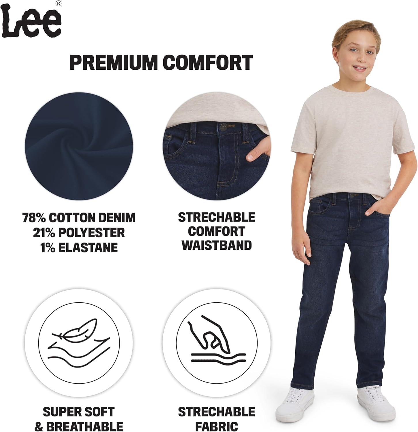 imageLee Boys 5 Pocket Straight Fit Stretch Waist Denim JeansDan Wash