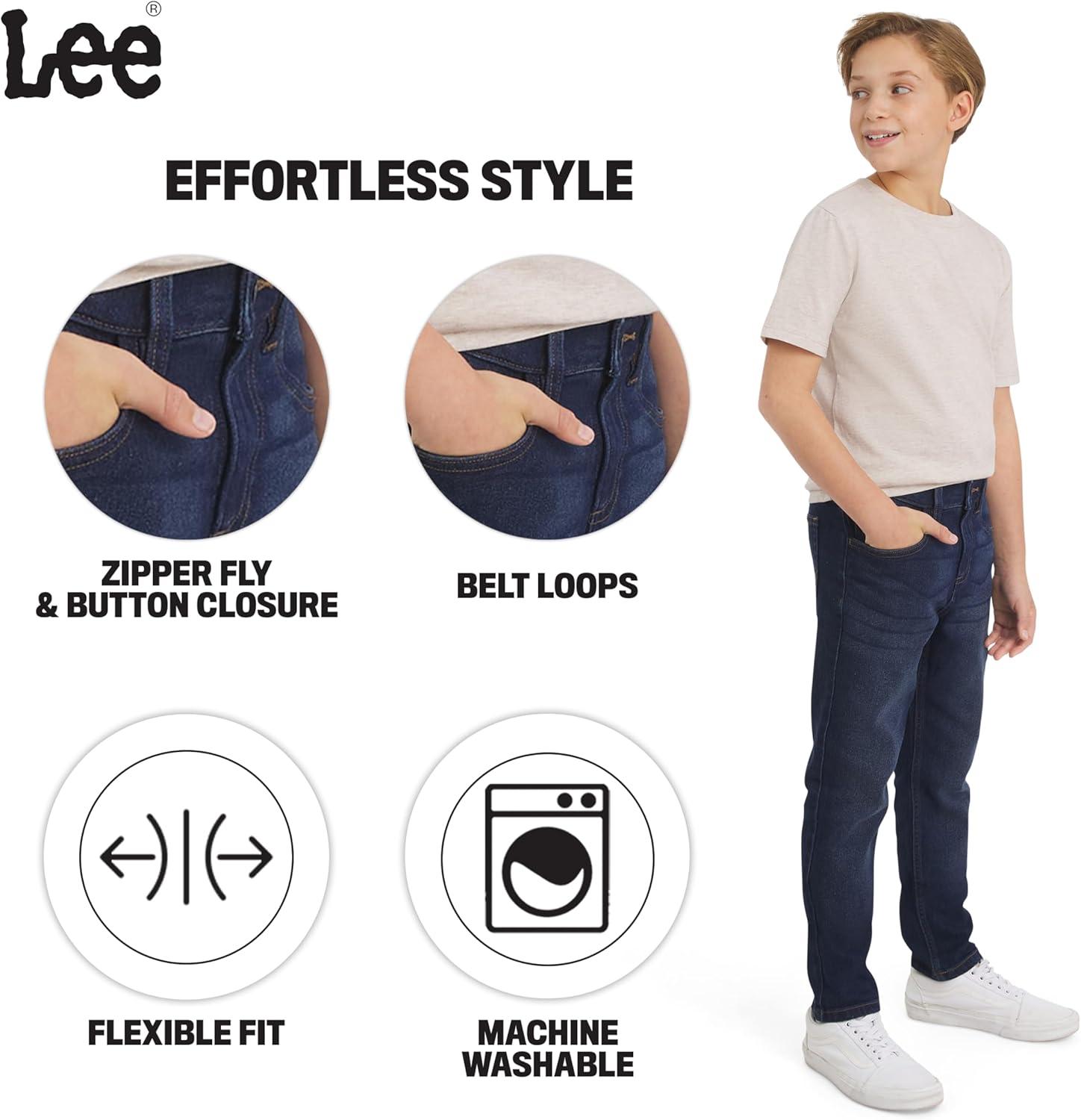 imageLee Boys 5 Pocket Straight Fit Stretch Waist Denim JeansDan Wash