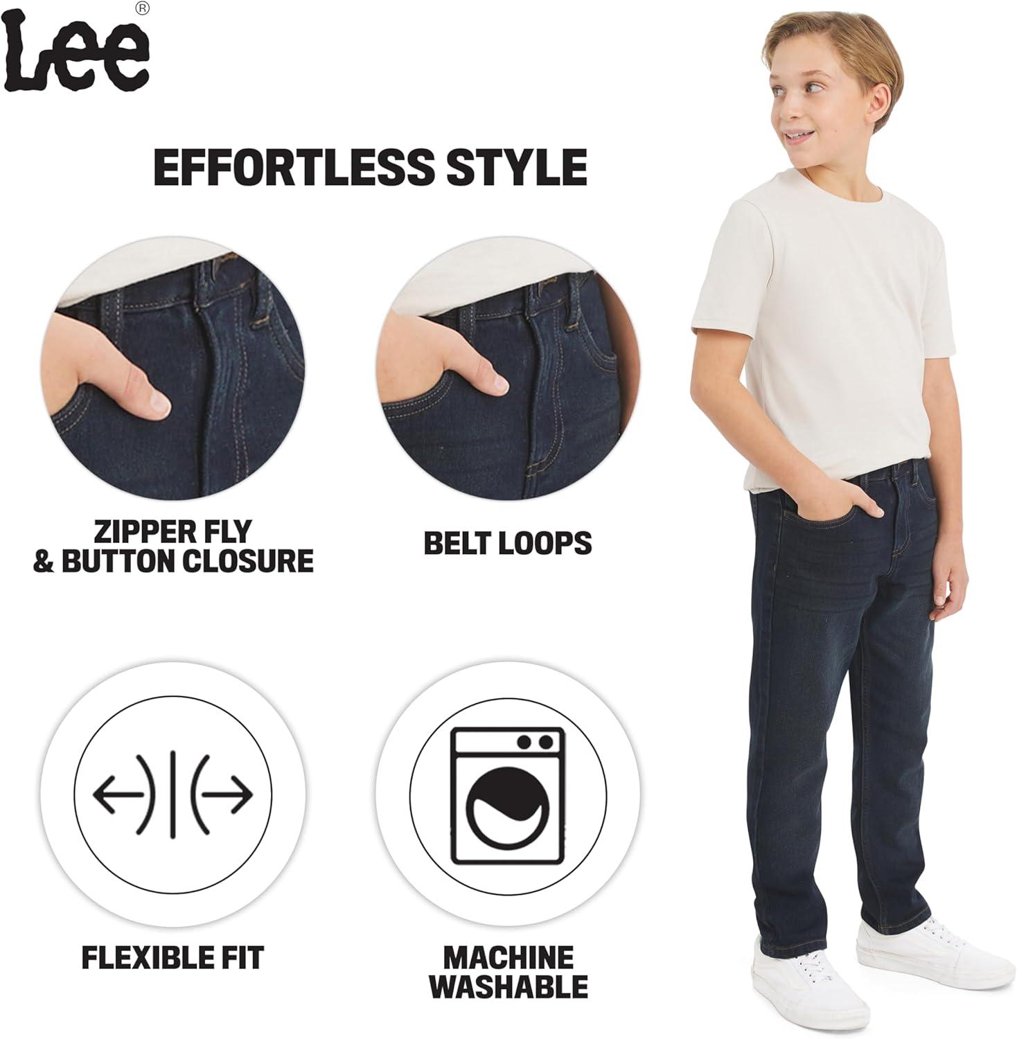 imageLee Boys 5 Pocket Straight Fit Stretch Waist Denim JeansDark Indigo