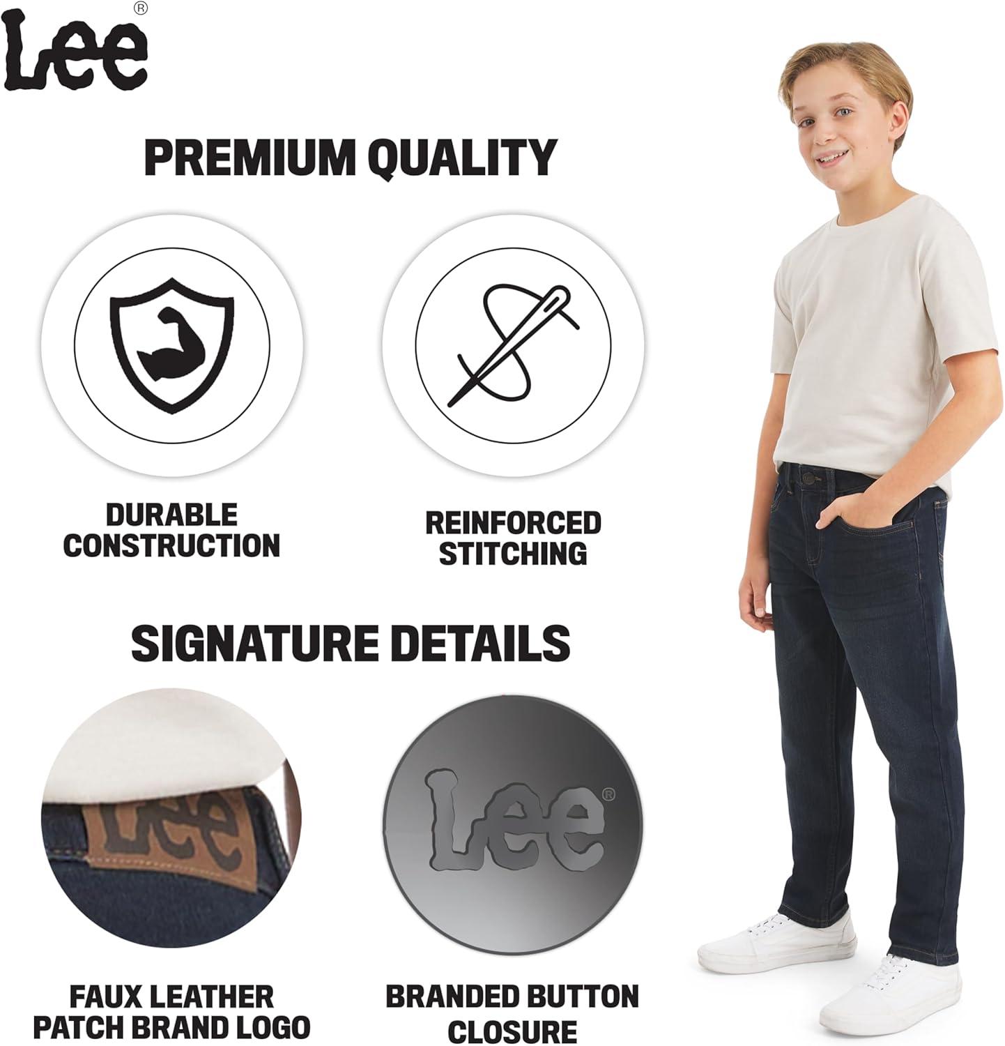 imageLee Boys 5 Pocket Straight Fit Stretch Waist Denim JeansDark Indigo