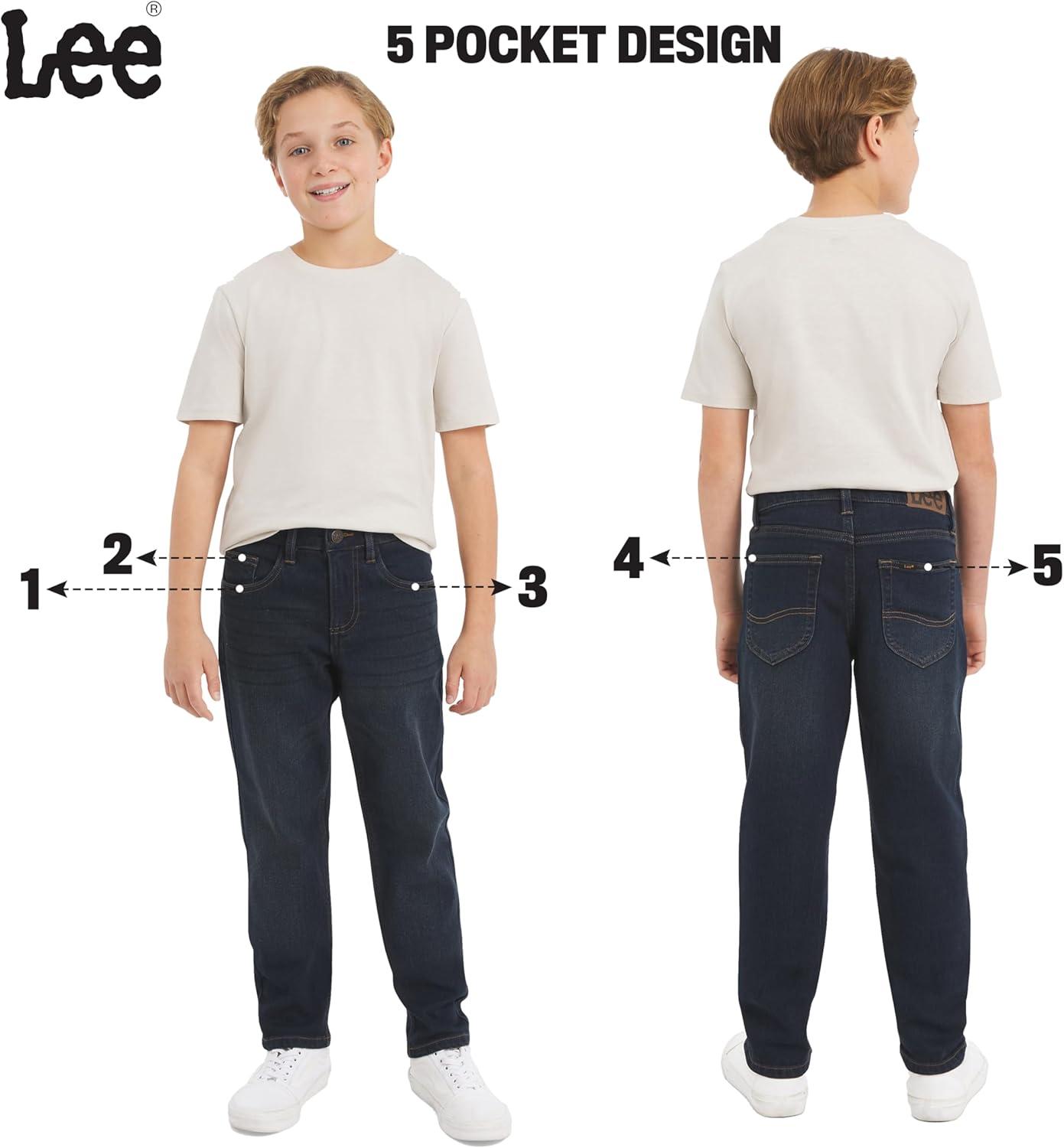 imageLee Boys 5 Pocket Straight Fit Stretch Waist Denim JeansDark Indigo