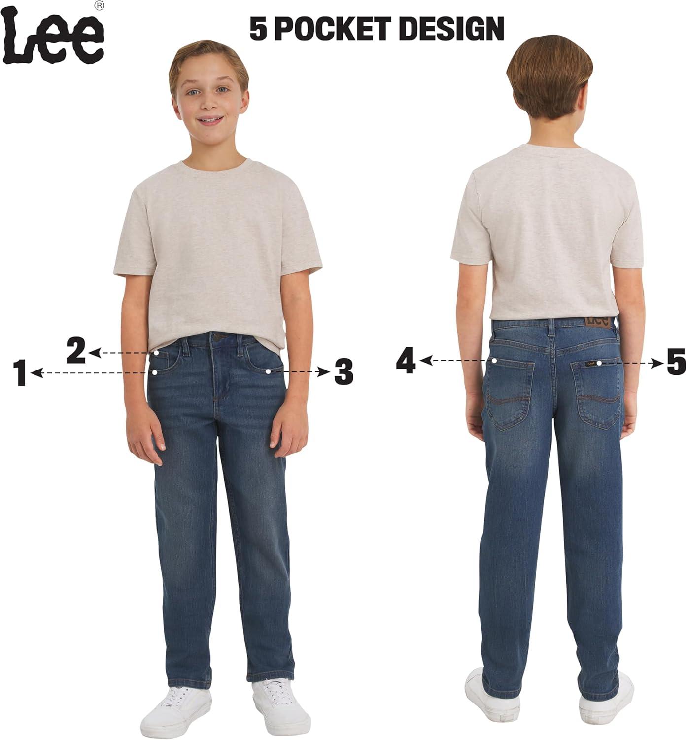 imageLee Boys 5 Pocket Straight Fit Stretch Waist Denim JeansTundra