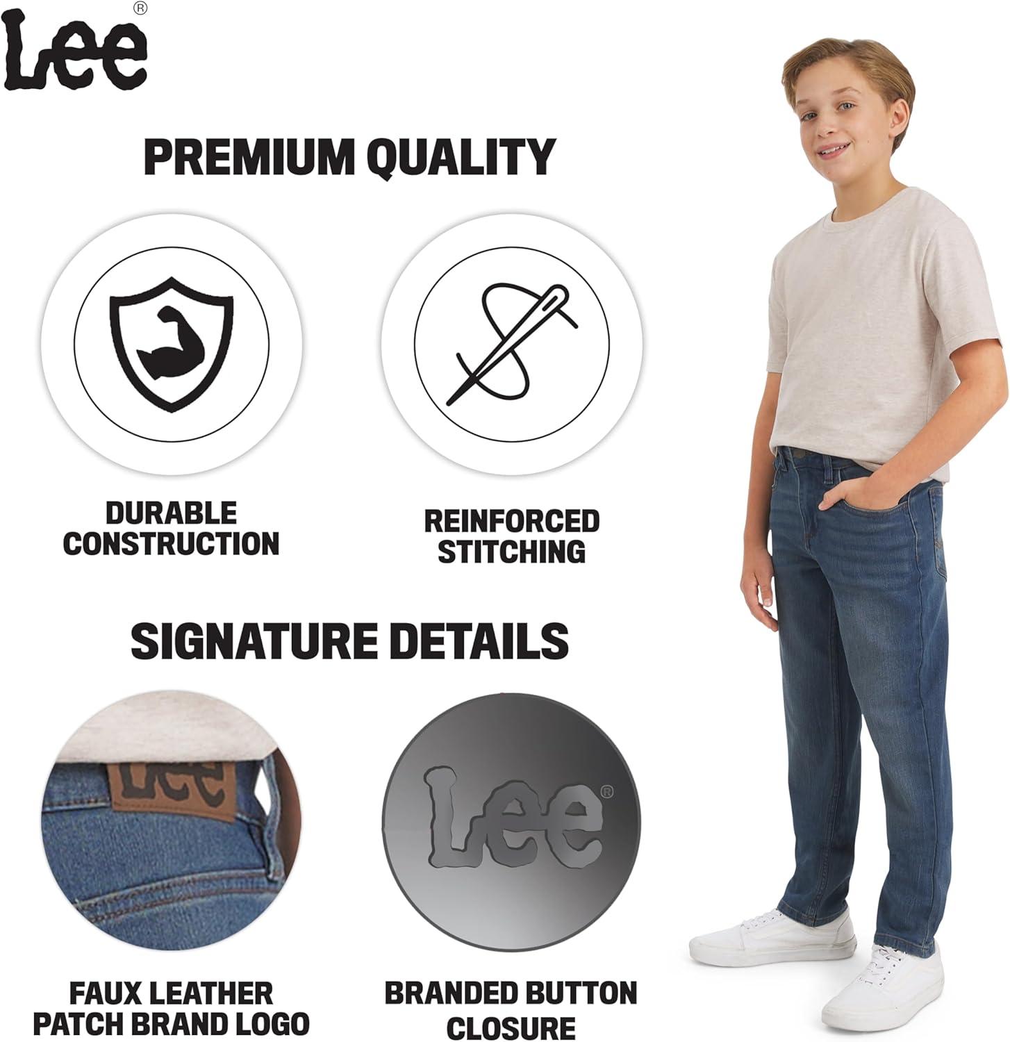 imageLee Boys 5 Pocket Straight Fit Stretch Waist Denim JeansTundra