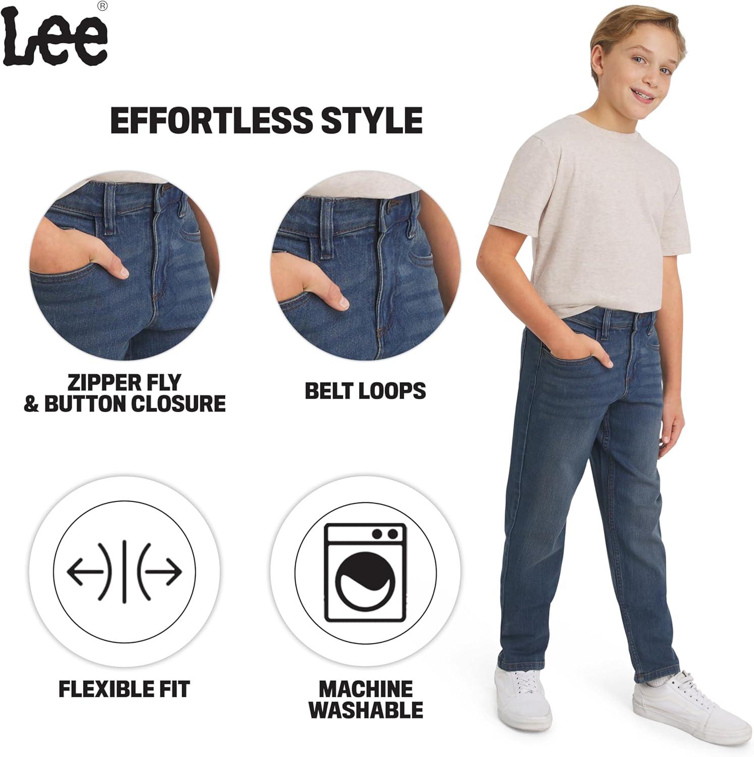 imageLee Boys 5 Pocket Straight Fit Stretch Waist Denim JeansTundra