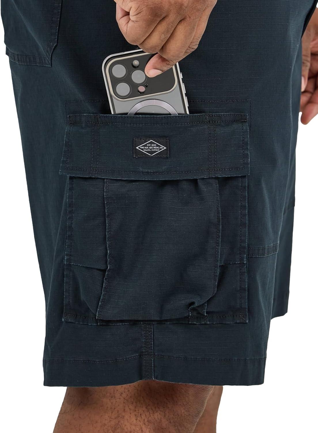 imageLee Mens Big amp Tall Extreme Motion Carolina Cargo ShortBlack Ripstop