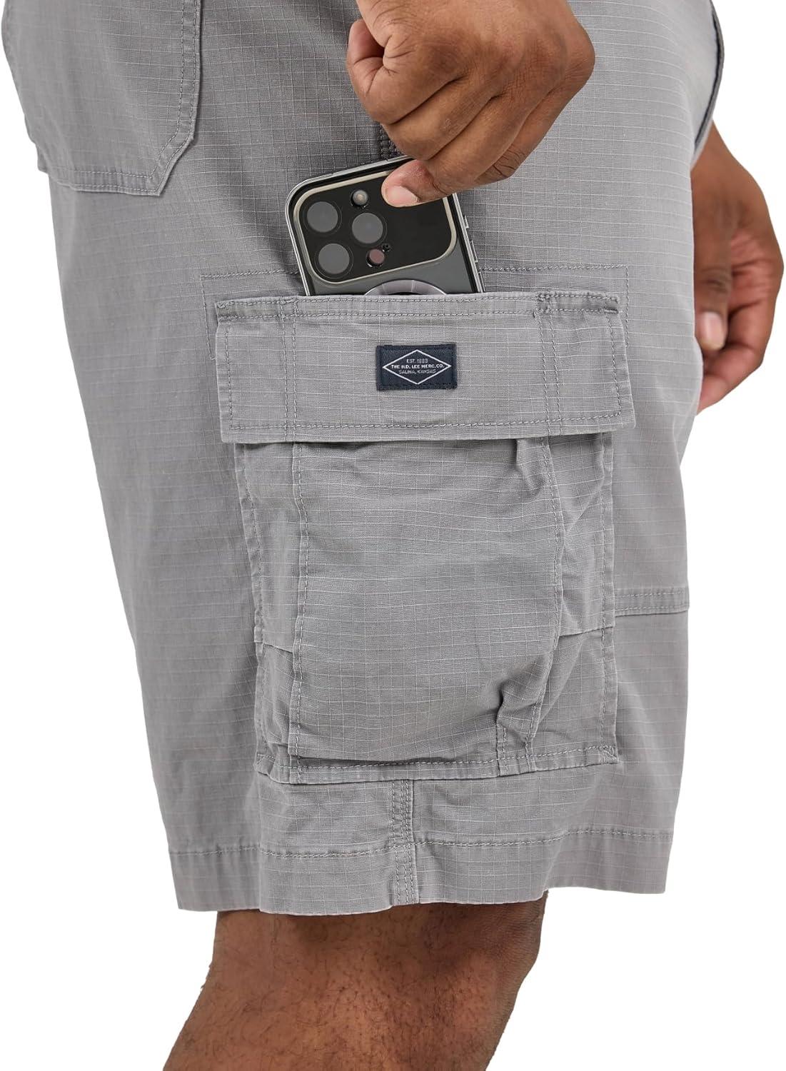 imageLee Mens Big amp Tall Extreme Motion Carolina Cargo ShortHd Lee Gray Ripstop