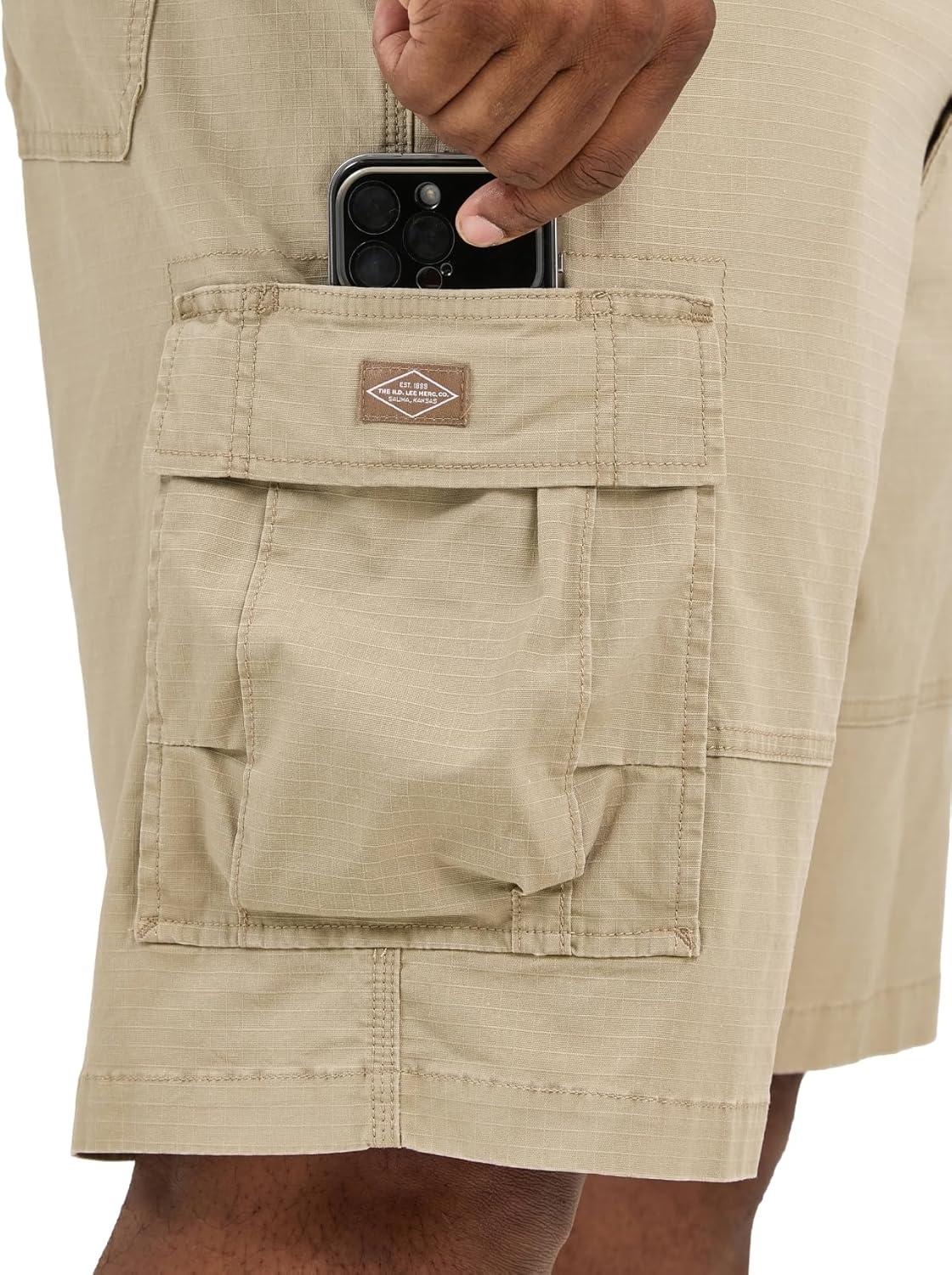 imageLee Mens Big amp Tall Extreme Motion Carolina Cargo ShortKansas City Khaki Ripstop