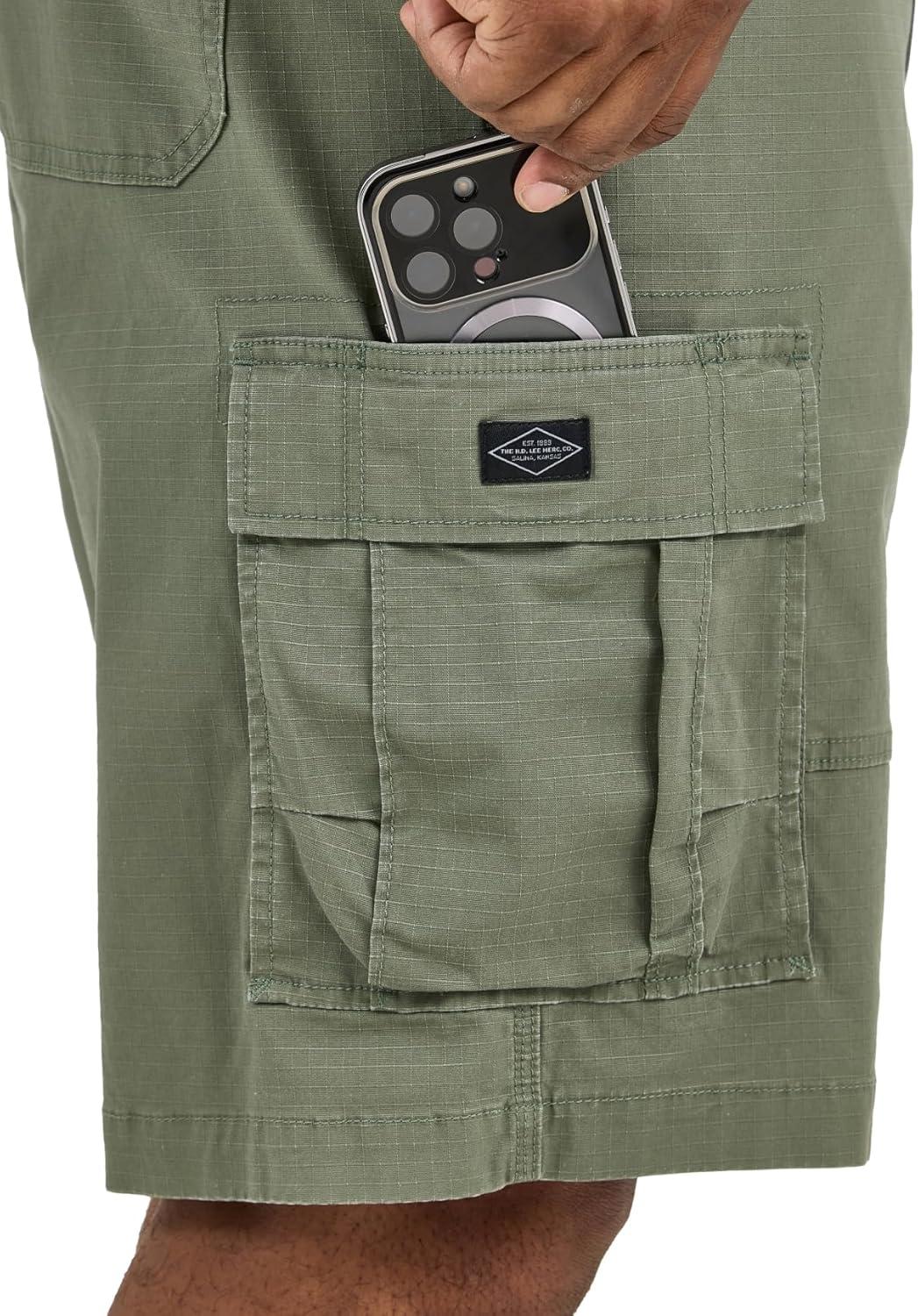 imageLee Mens Big amp Tall Extreme Motion Carolina Cargo ShortOlive Grove Ripstop