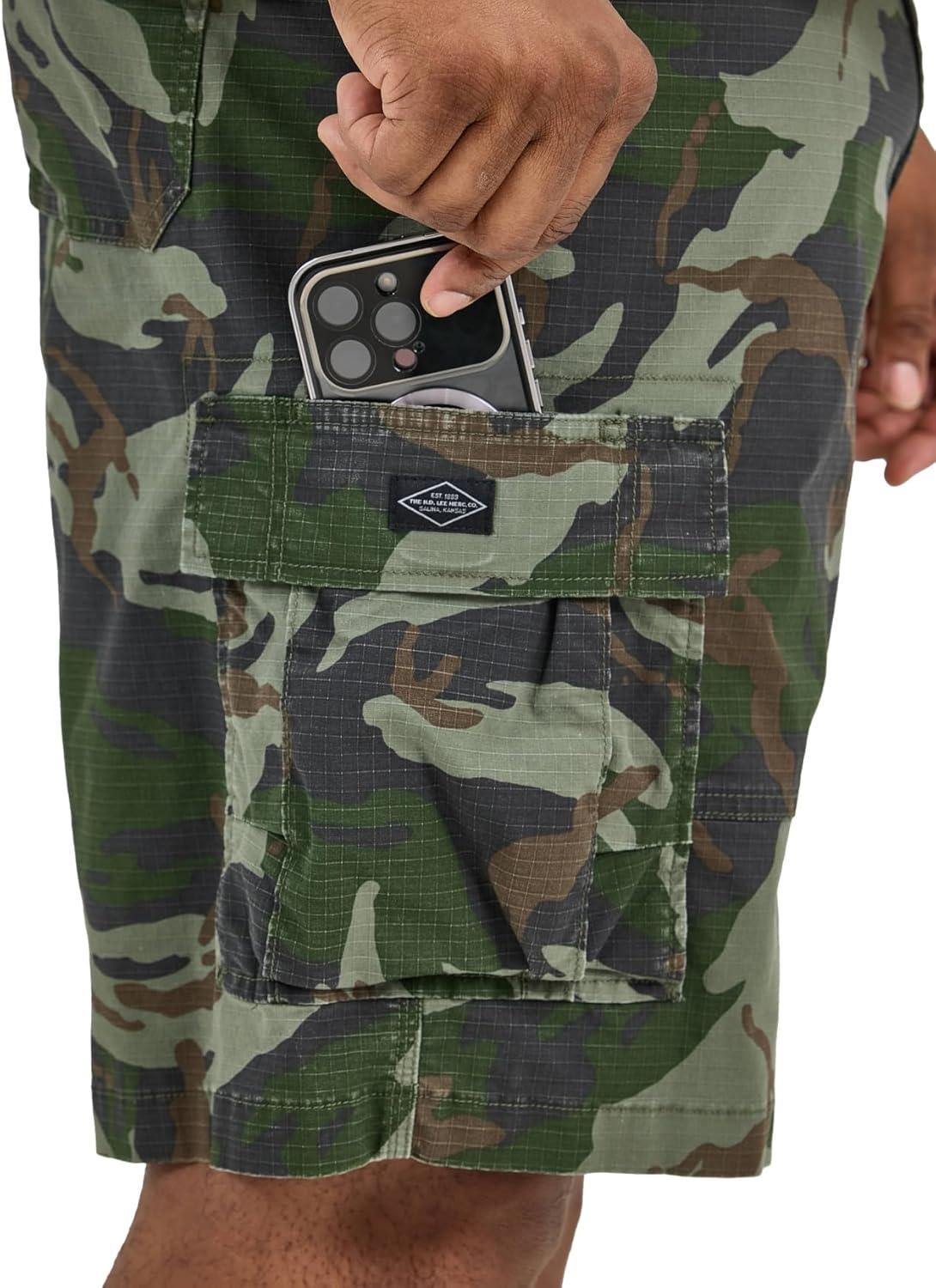 imageLee Mens Big amp Tall Extreme Motion Carolina Cargo ShortOlive Macon Camo Ripstop