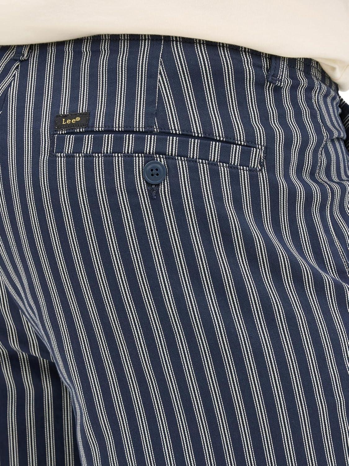 imageLee Mens Big amp Tall Extreme Motion Flat Front ShortMood Indigo Stripe