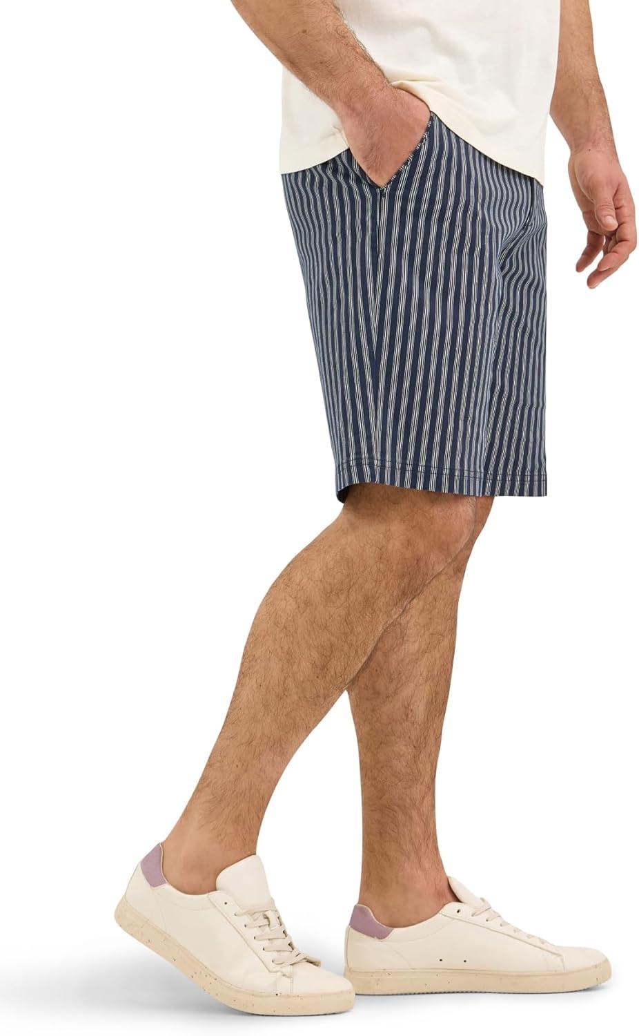imageLee Mens Big amp Tall Extreme Motion Flat Front ShortMood Indigo Stripe