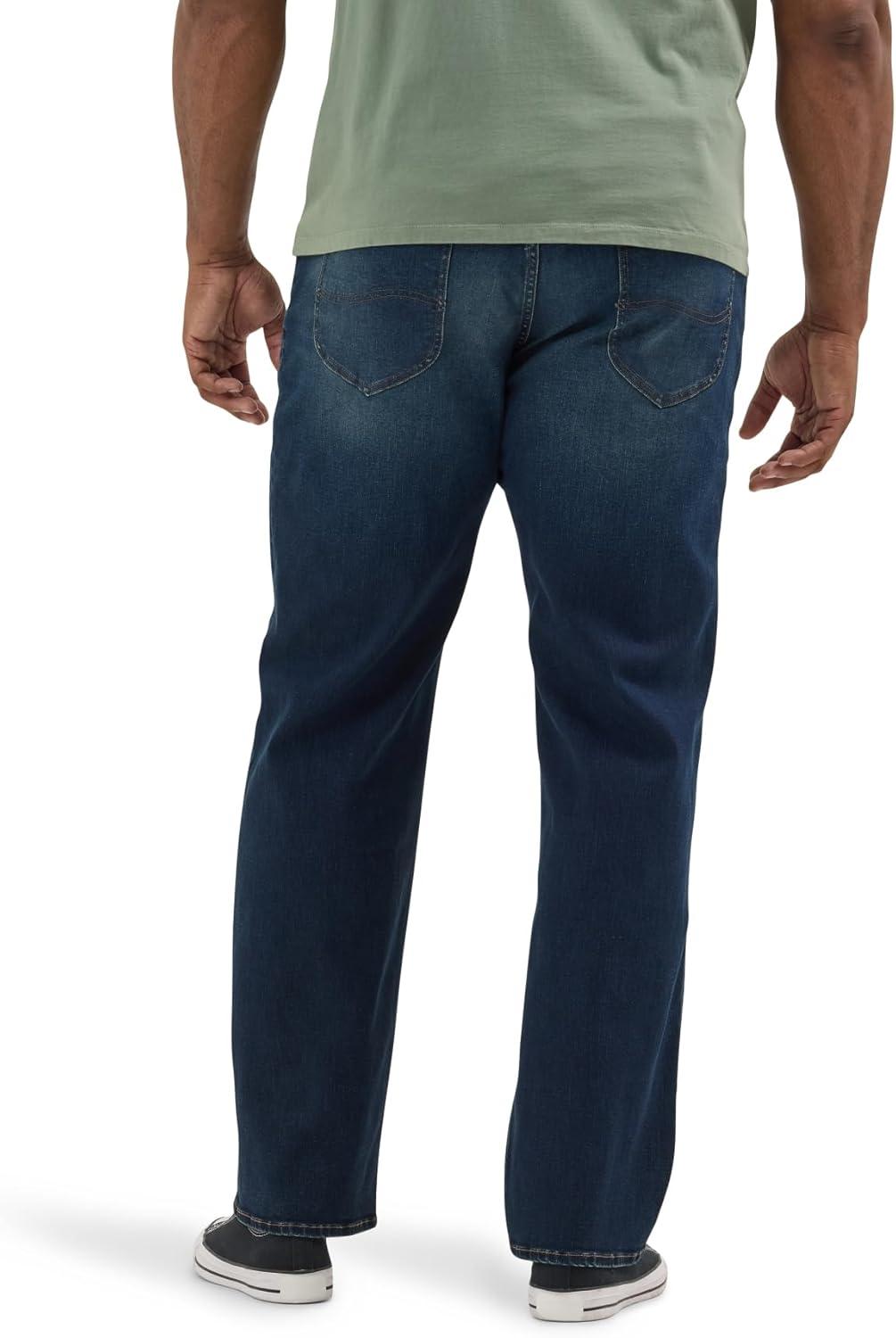 imageLee Mens Big amp Tall Extreme Motion Relaxed Straight JeanDark Convoy