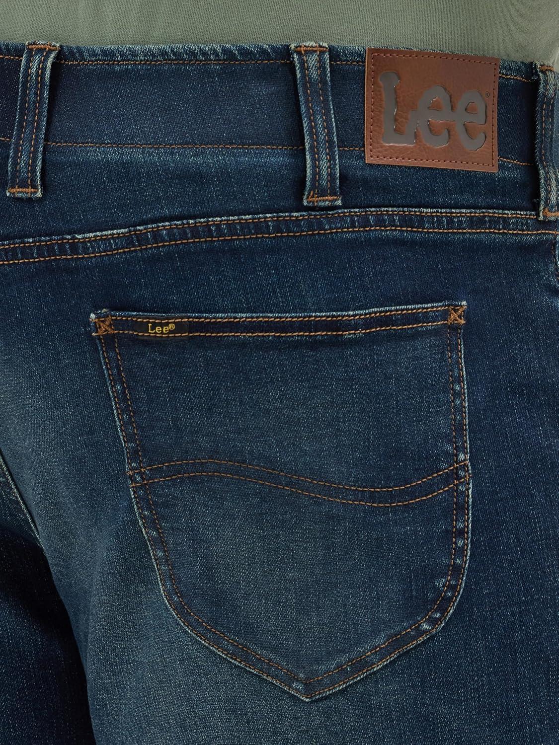 imageLee Mens Big amp Tall Extreme Motion Relaxed Straight JeanDark Convoy