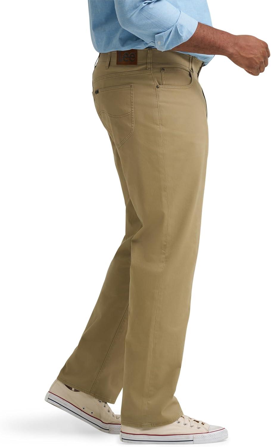imageLee Mens Big amp Tall Extreme Motion Relaxed Straight JeanKansas City Khaki Twill
