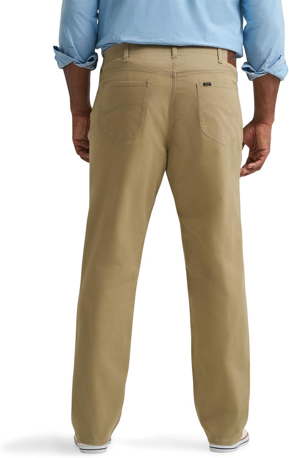 imageLee Mens Big amp Tall Extreme Motion Relaxed Straight JeanKansas City Khaki Twill