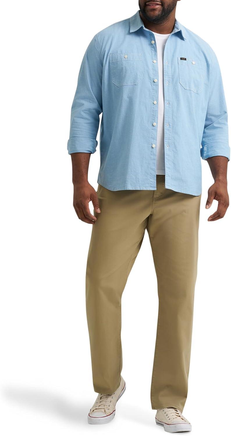 imageLee Mens Big amp Tall Extreme Motion Relaxed Straight JeanKansas City Khaki Twill