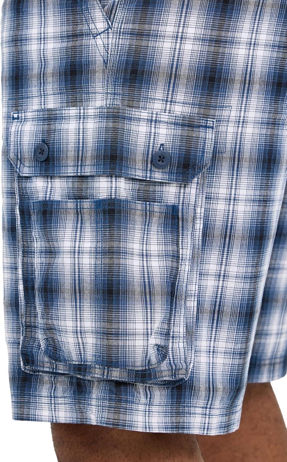 imageLee Mens Big amp Tall New Belted Wyoming Cargo ShortBlue Plaid